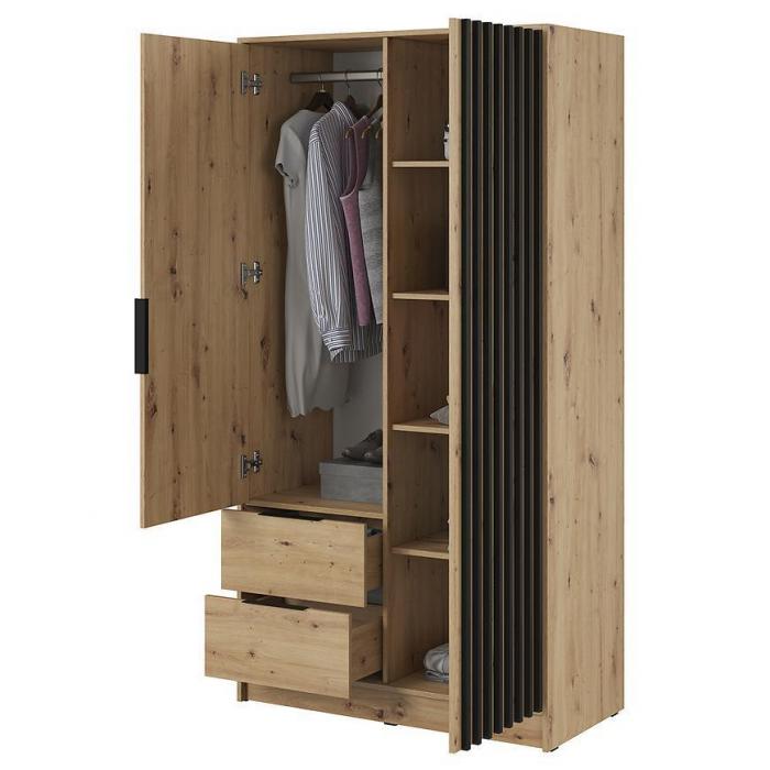 Nelly 2D Wardrobe – Artisan Oak 105 cm With Mirror
