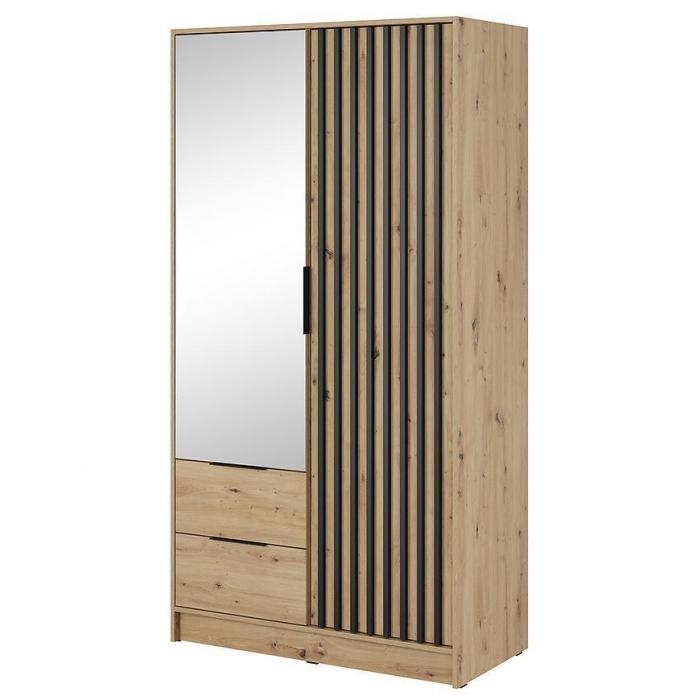 Nelly 2D Wardrobe – Artisan Oak 105 cm With Mirror