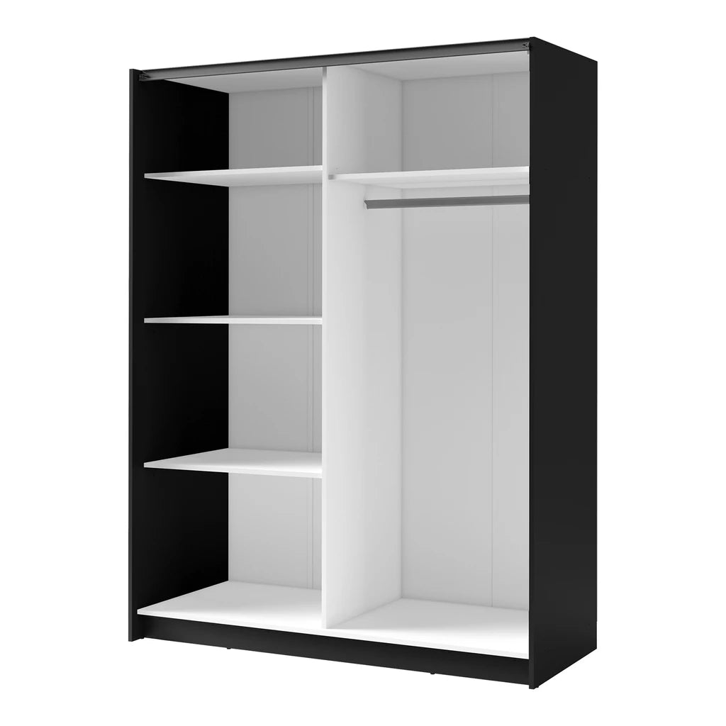 MO Dora Black Wardrobe with Mirror – 200 cm