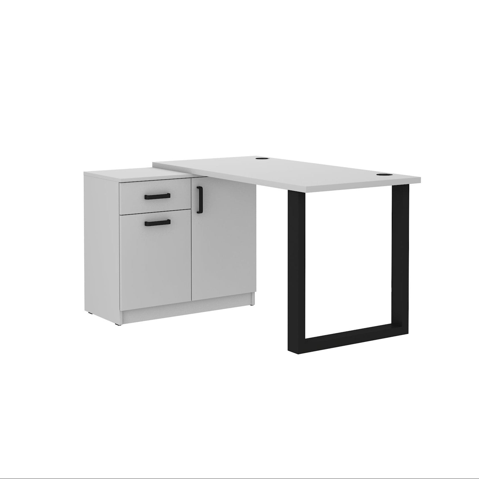 LE Malta 130 Desk + Cabinet in Light Grey