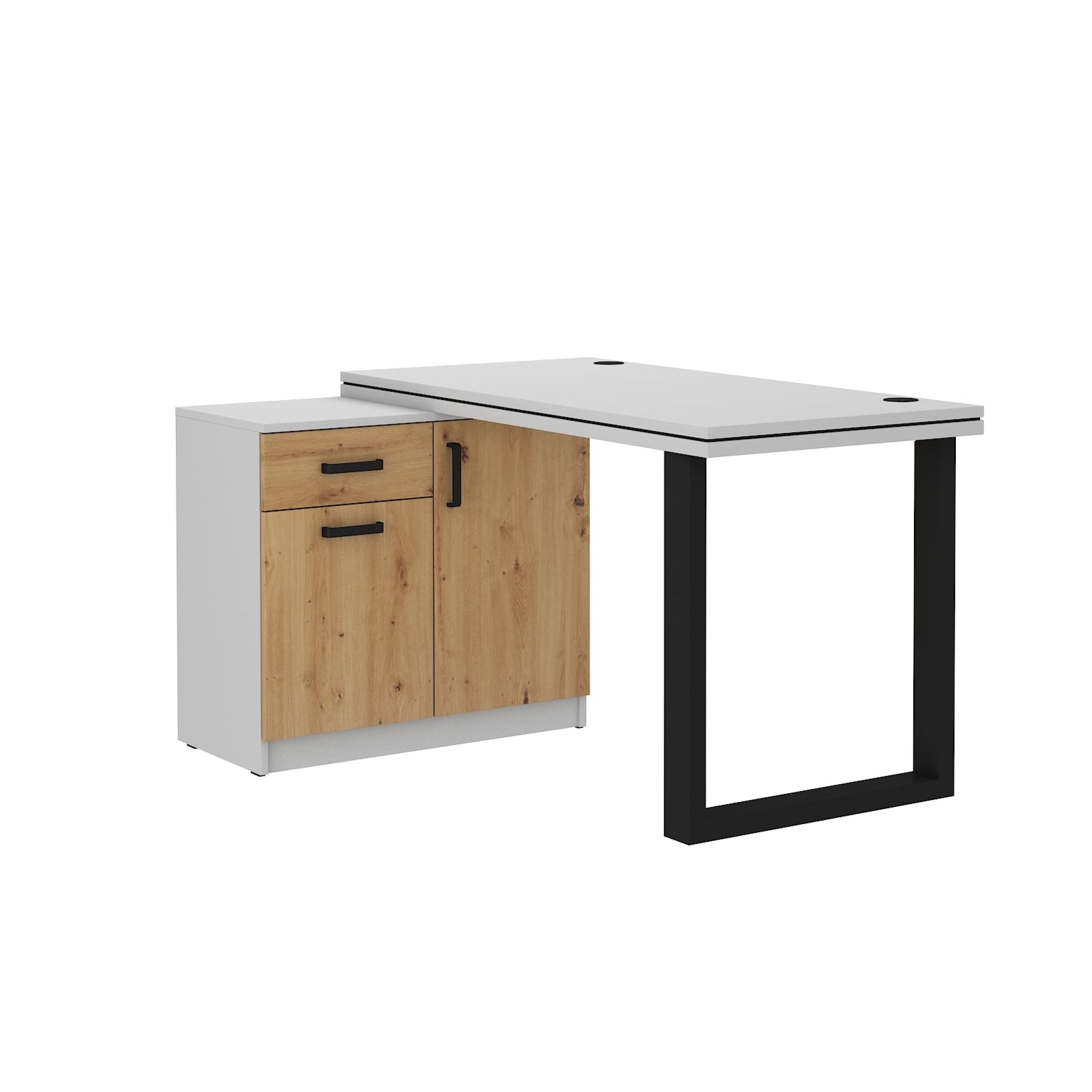 Desk + Cabinet LE Malta 140 – Artisan Oak Front / Light Grey Body