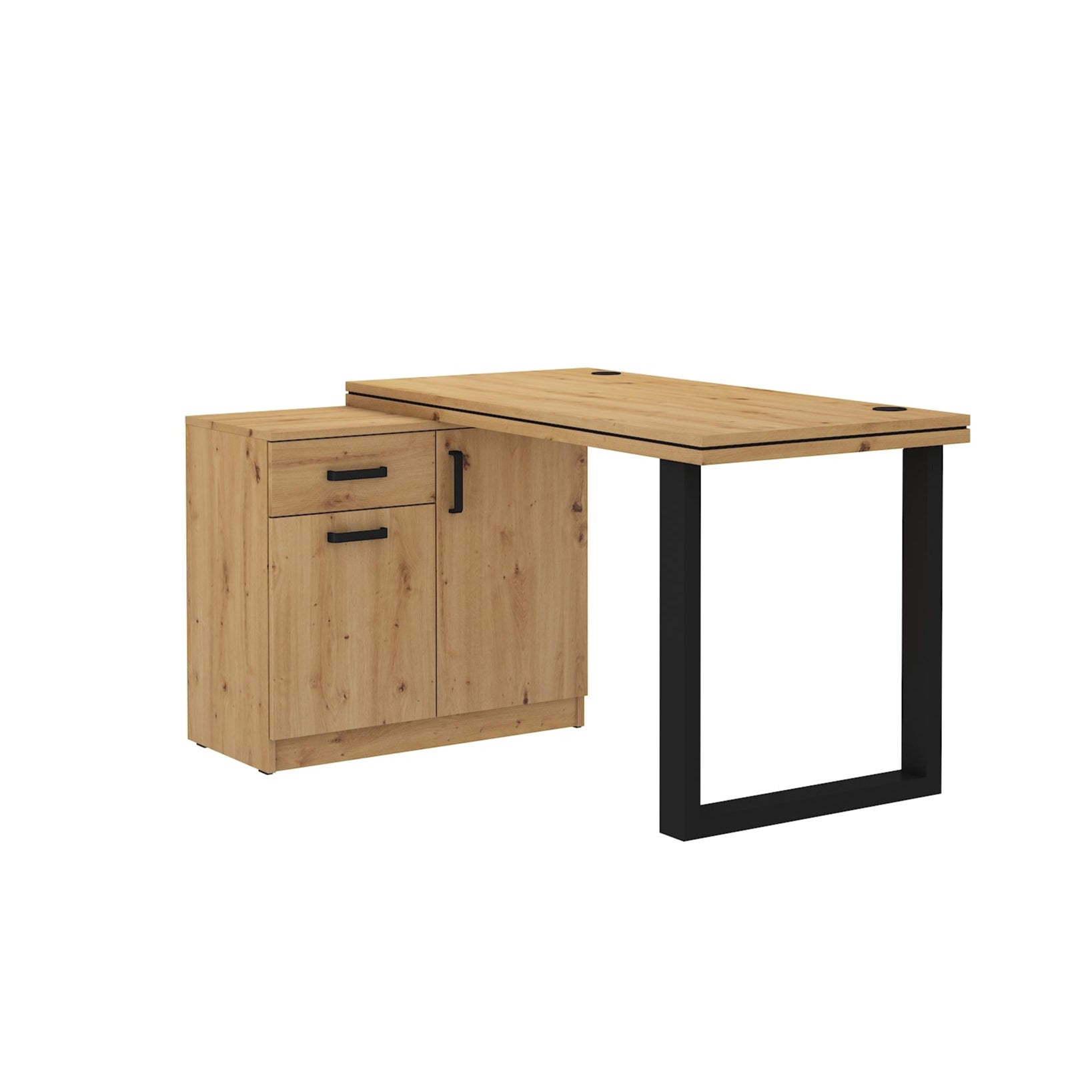 LE Malta 140 Desk with Cabinet – Artisan Oak Front & Body