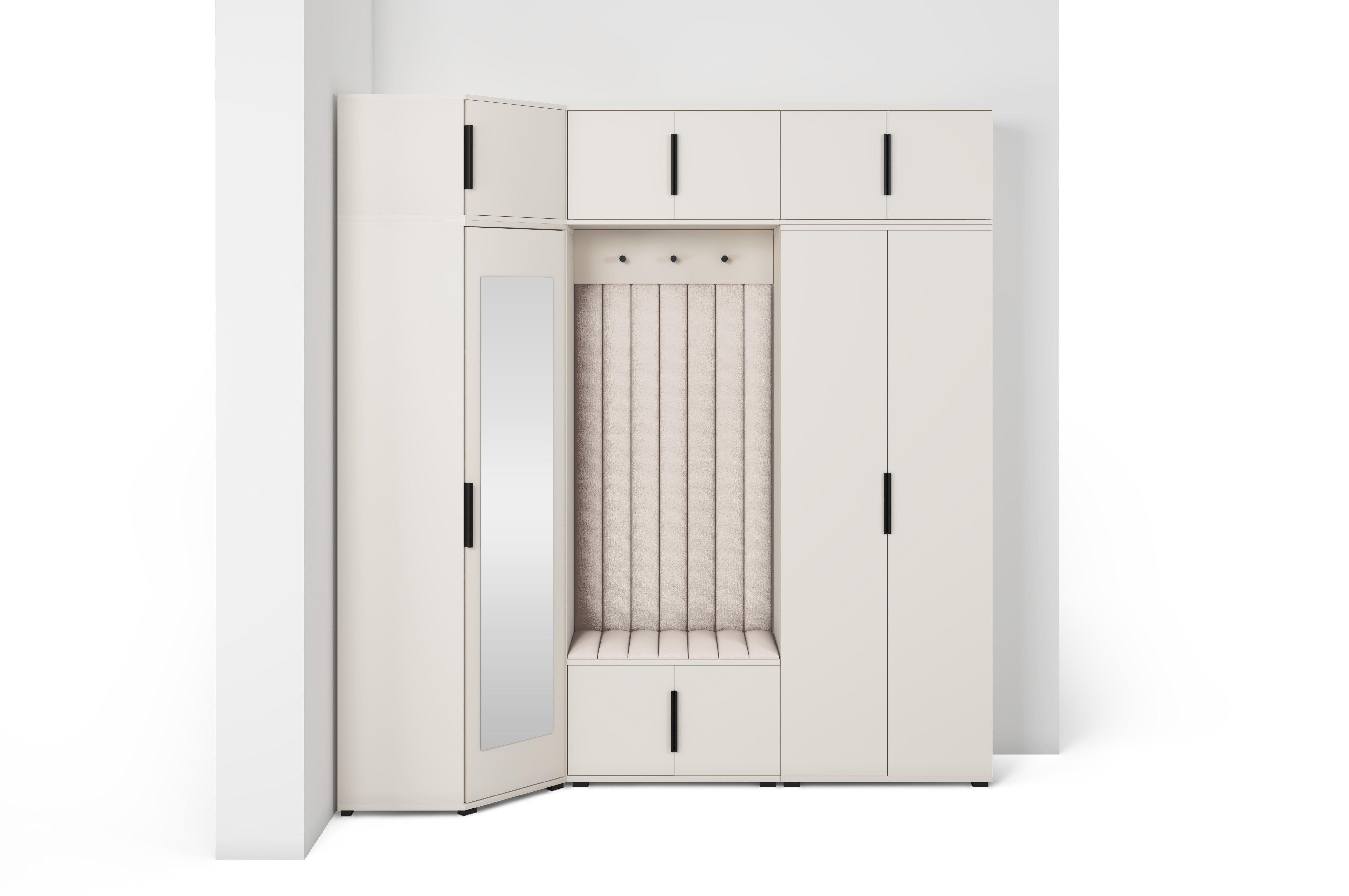 PK Bianco 24 Hallway Wardrobe Set - Upholstered Panels in Various Colours