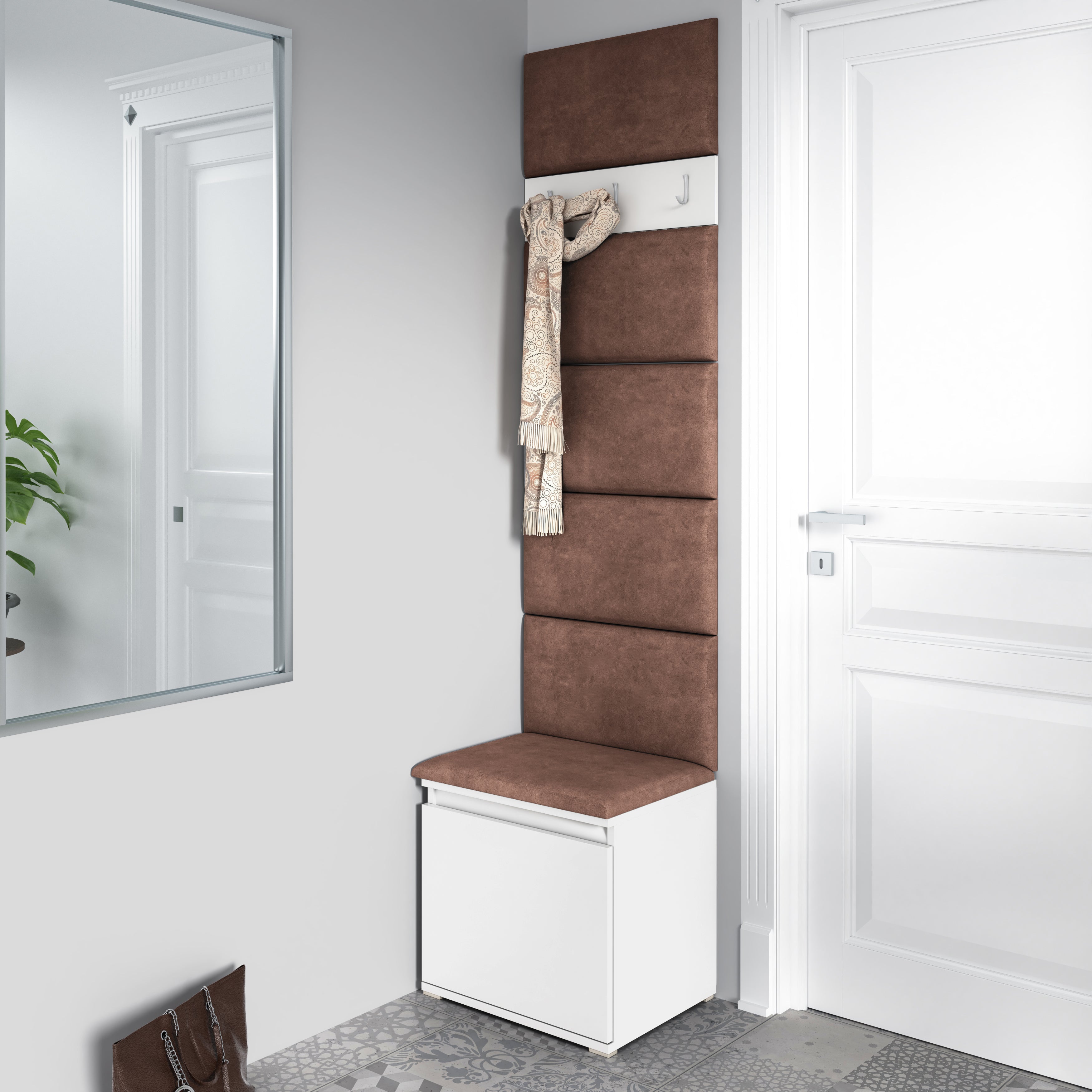 PK Emi 7 Hallway Wardrobe White - Upholstered Panels in Various Colours