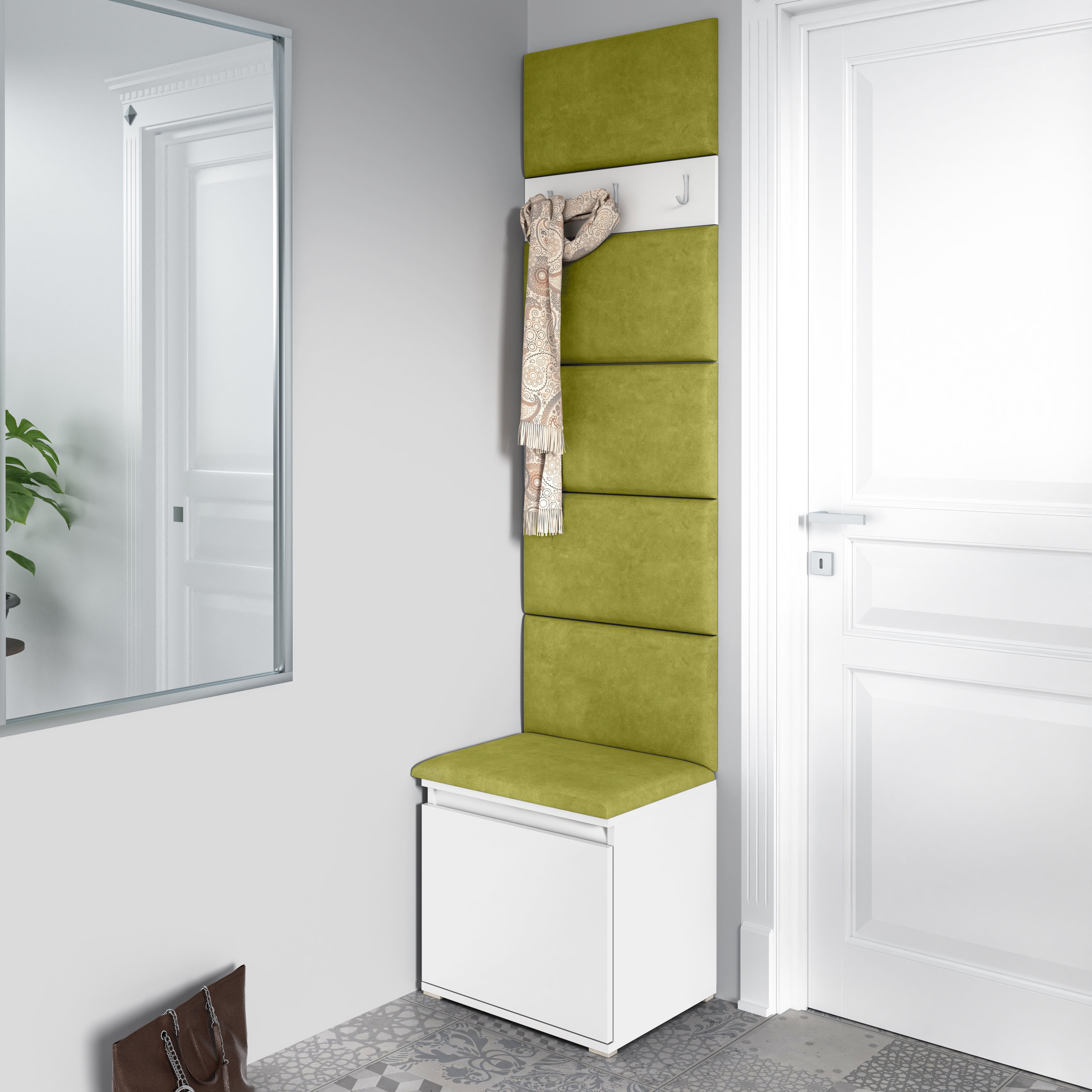 PK Emi 7 Hallway Wardrobe White - Upholstered Panels in Various Colours