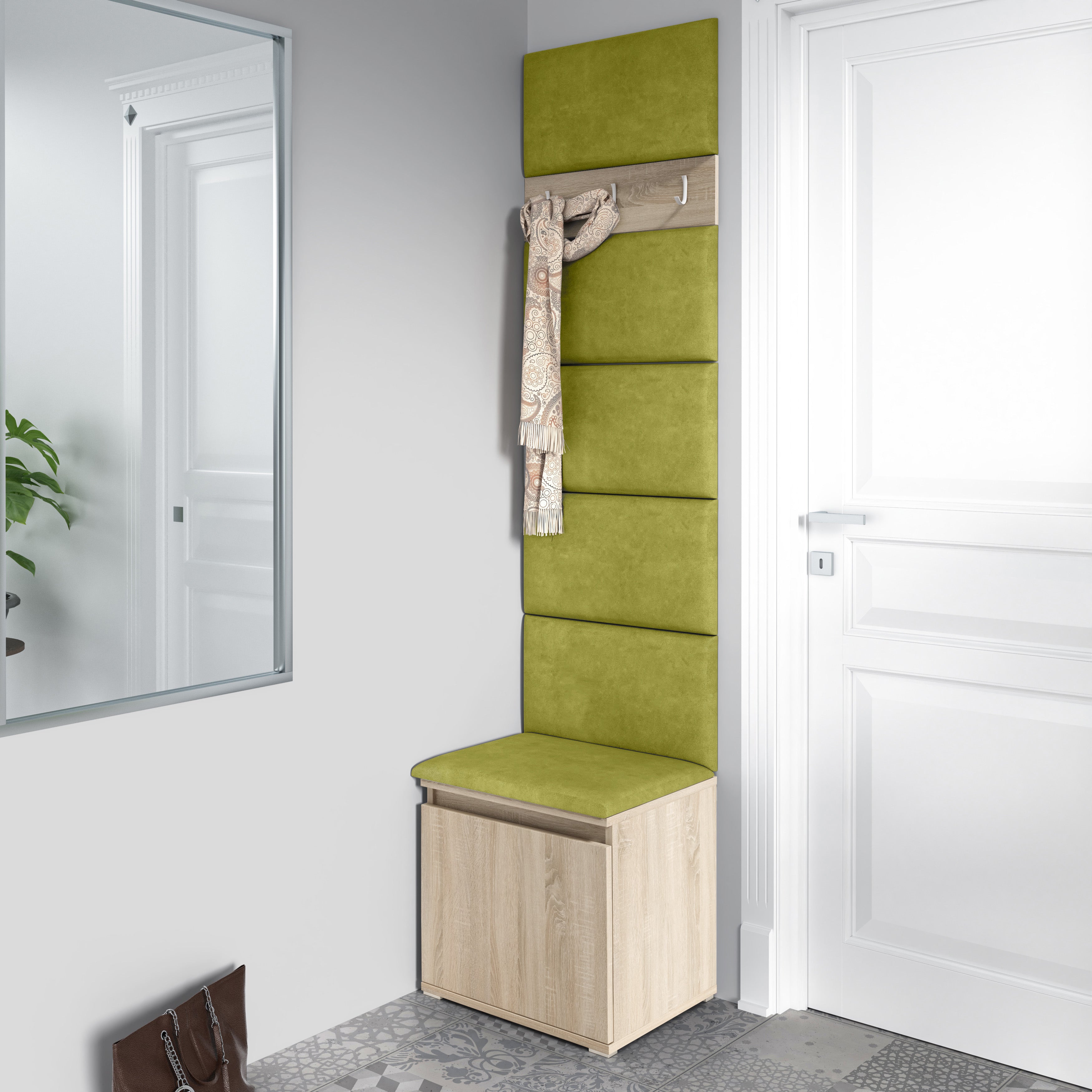 PK Emi 7 Hallway Wardrobe Sonoma - Upholstered Panels in Various Colours