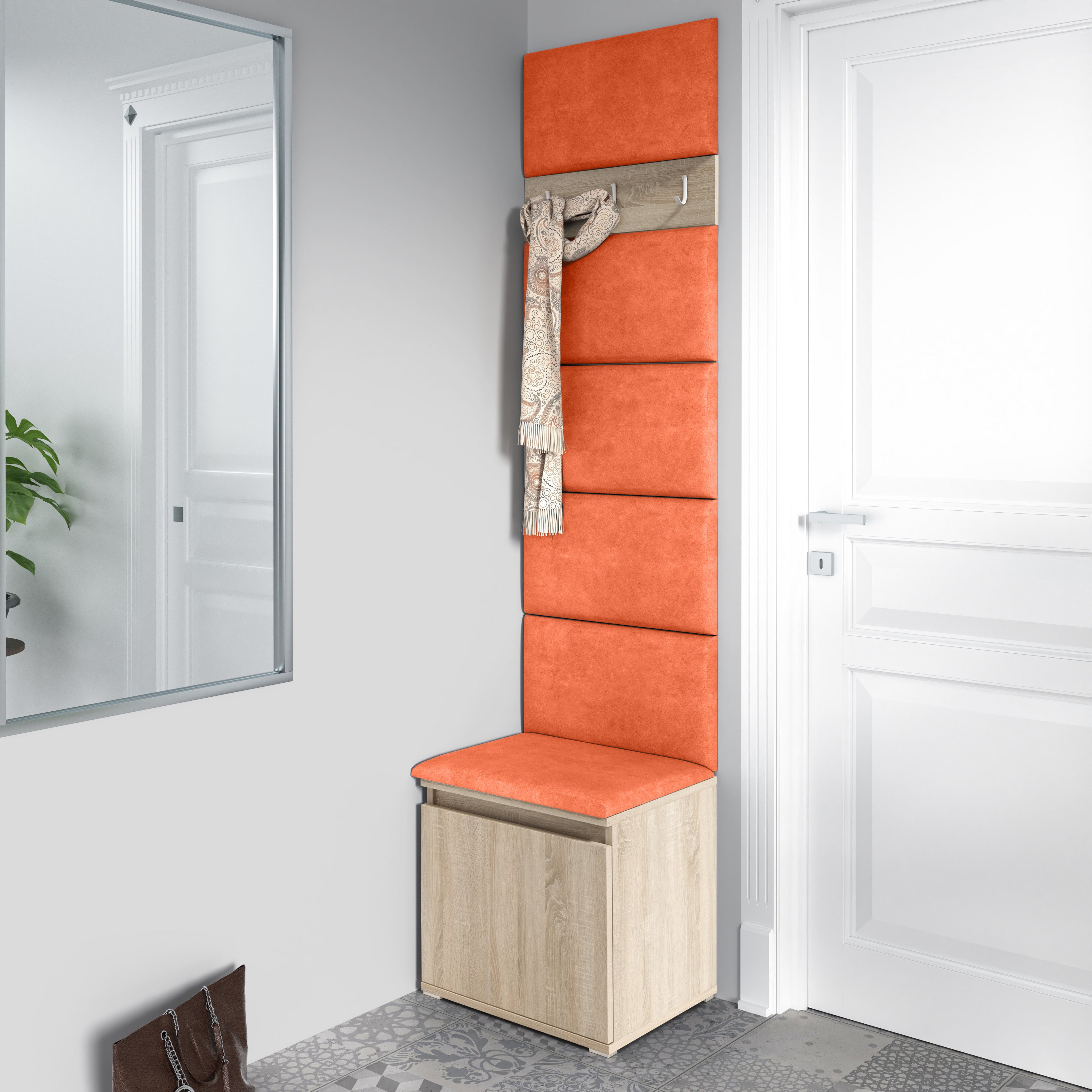 PK Emi 7 Hallway Wardrobe Sonoma - Upholstered Panels in Various Colours