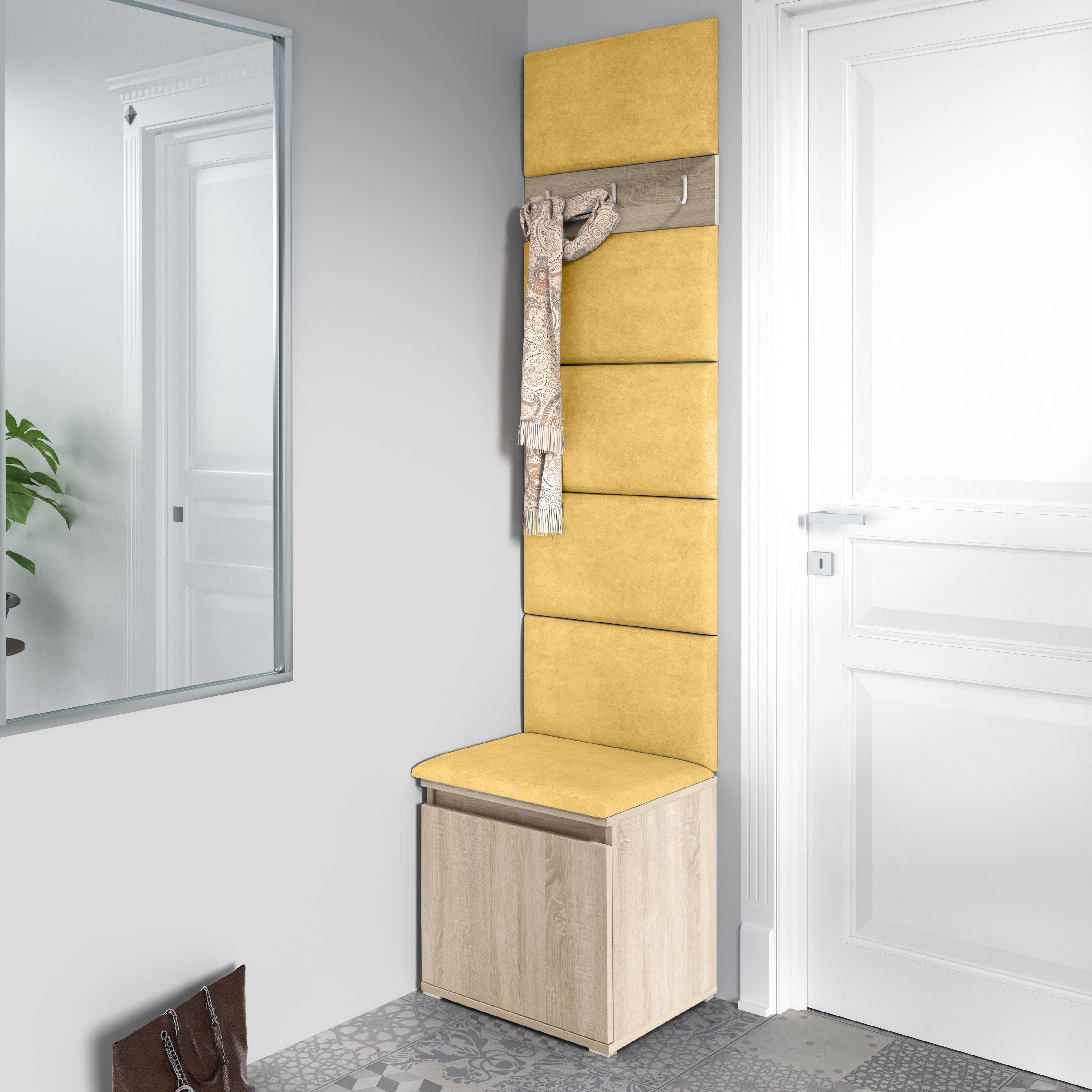 PK Emi 7 Hallway Wardrobe Sonoma - Upholstered Panels in Various Colours