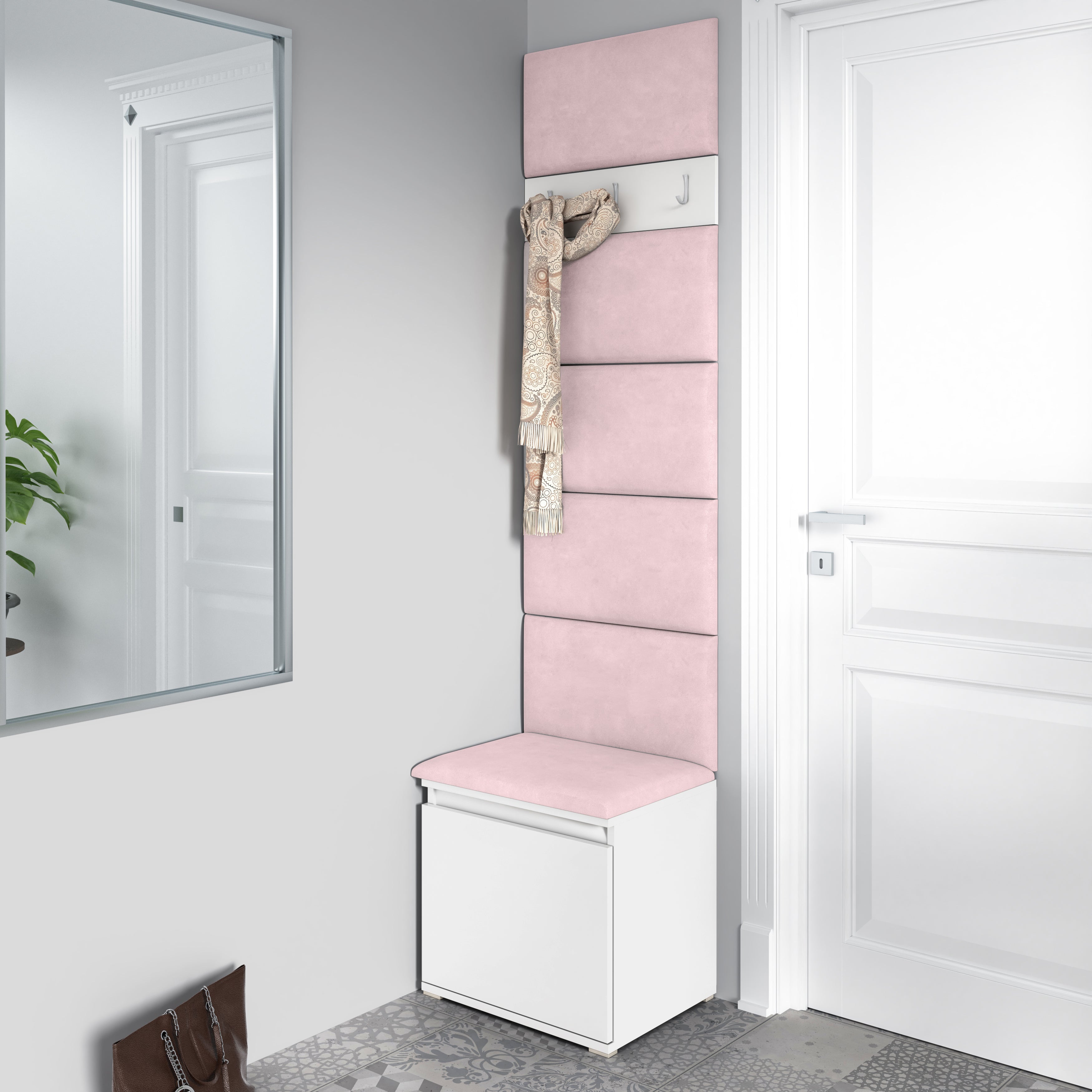 PK Emi 7 Hallway Wardrobe White - Upholstered Panels in Various Colours