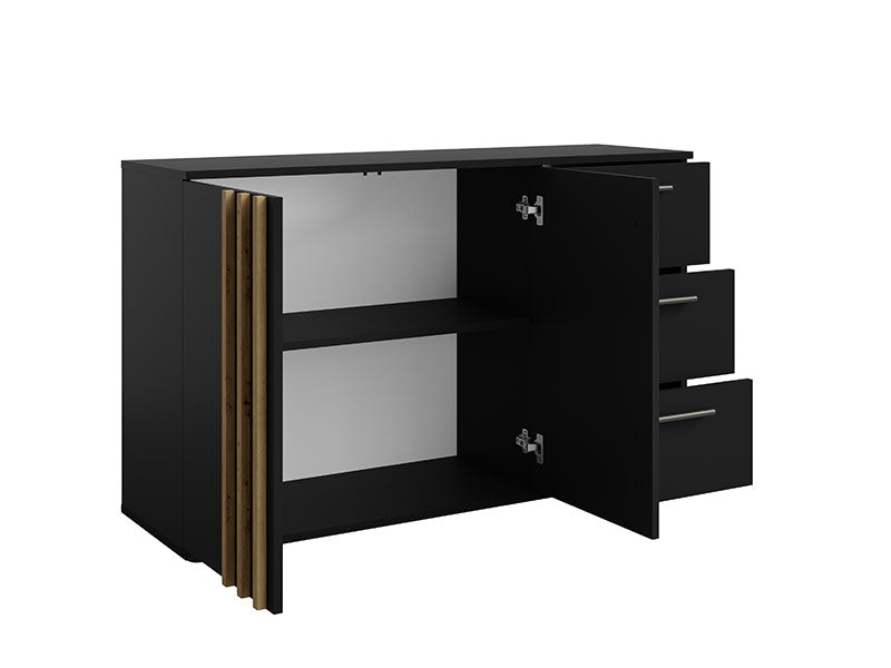 MO Toll 2-Door Sideboard with 3 Drawers – Black / Artisan Oak