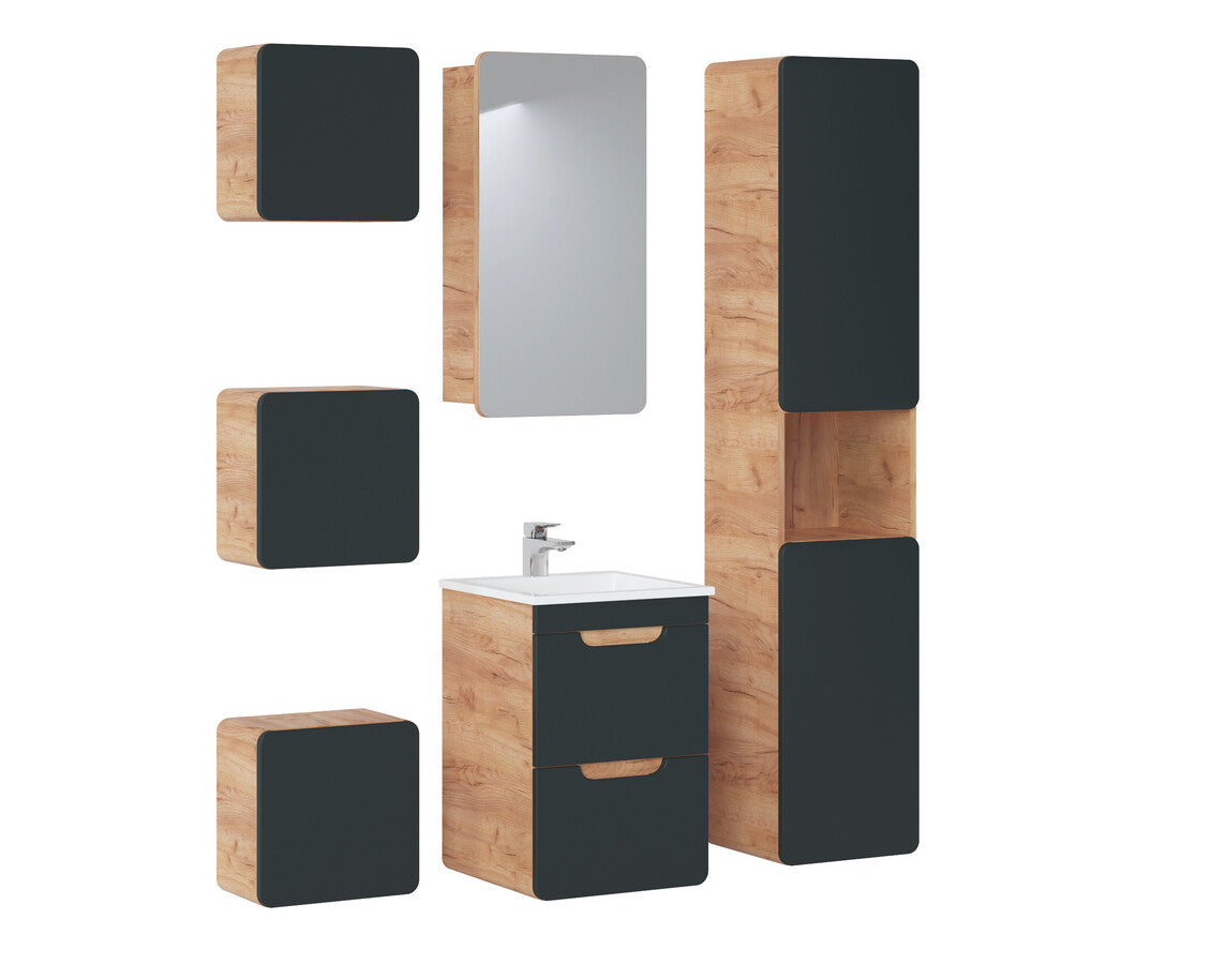 Aruba Wall-Hung Vanity Unit 40cm – Cosmos Grey / Craft Oak | Build Your Bathroom Set