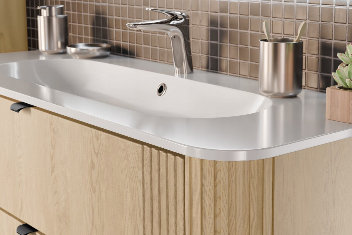 Ovalia Cremona Vanity Unit 80 / 100 / 120 cm – Cremona Oak, 2 Drawers – Configure Your Bathroom