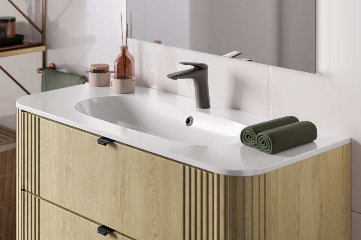Ovalia Cremona Vanity Unit 80 / 100 / 120 cm – Cremona Oak, 2 Drawers – Configure Your Bathroom