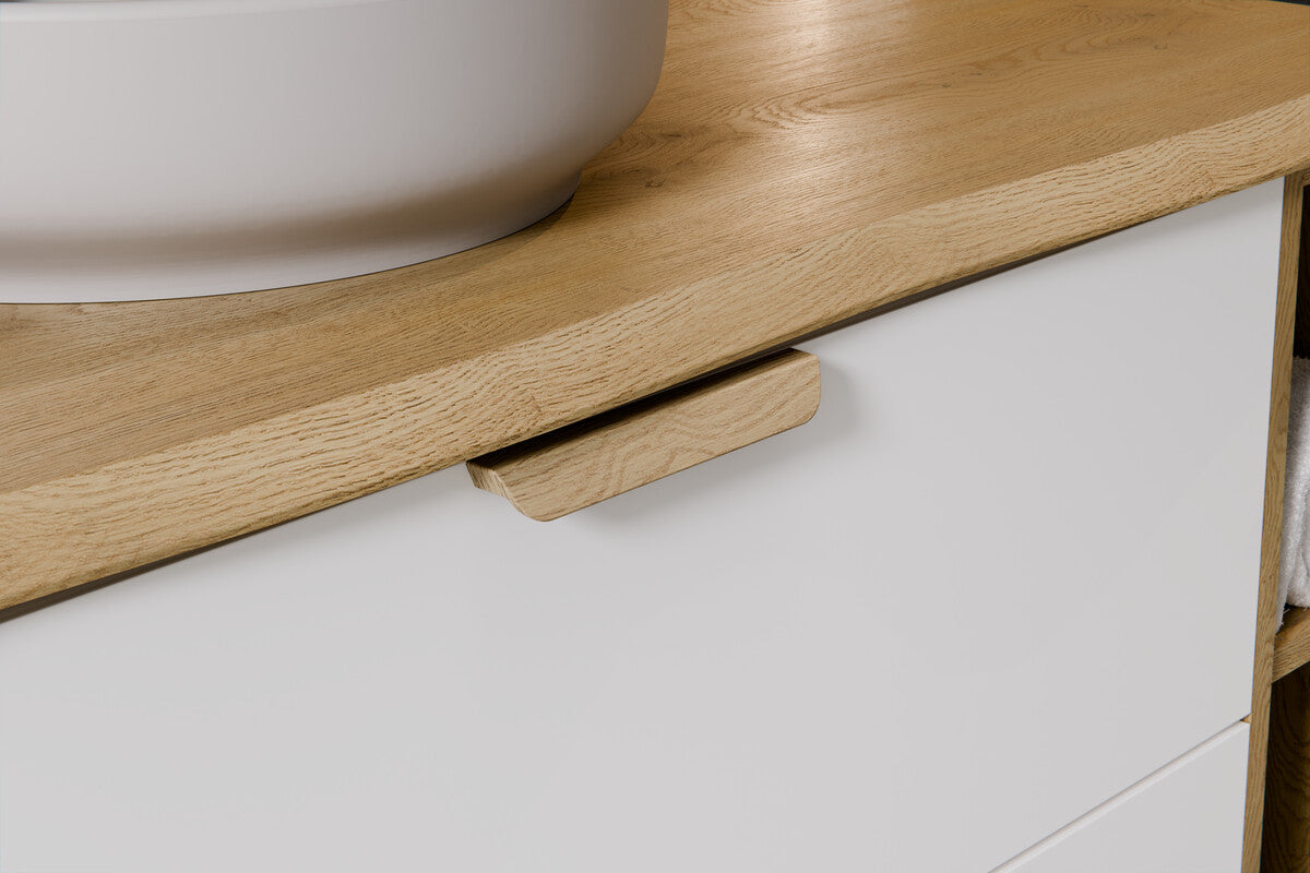 Aster White Bathroom Vanity Unit Set – 120 cm, White Matt & Cremona Oak – Configure Your Bathrom