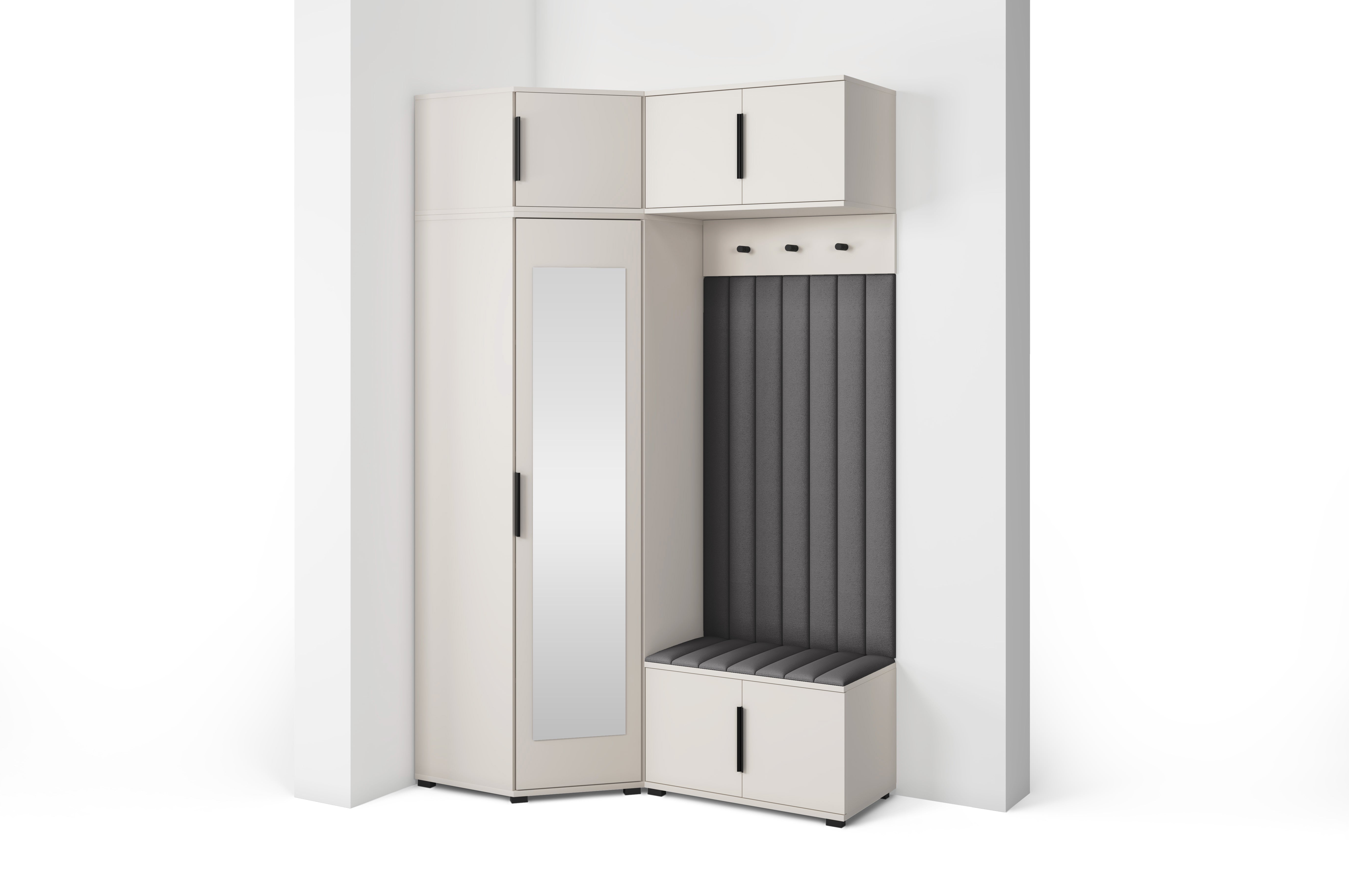 PK Bianco 23 Hallway Wardrobe Set - Upholstered Panels in Various Colours