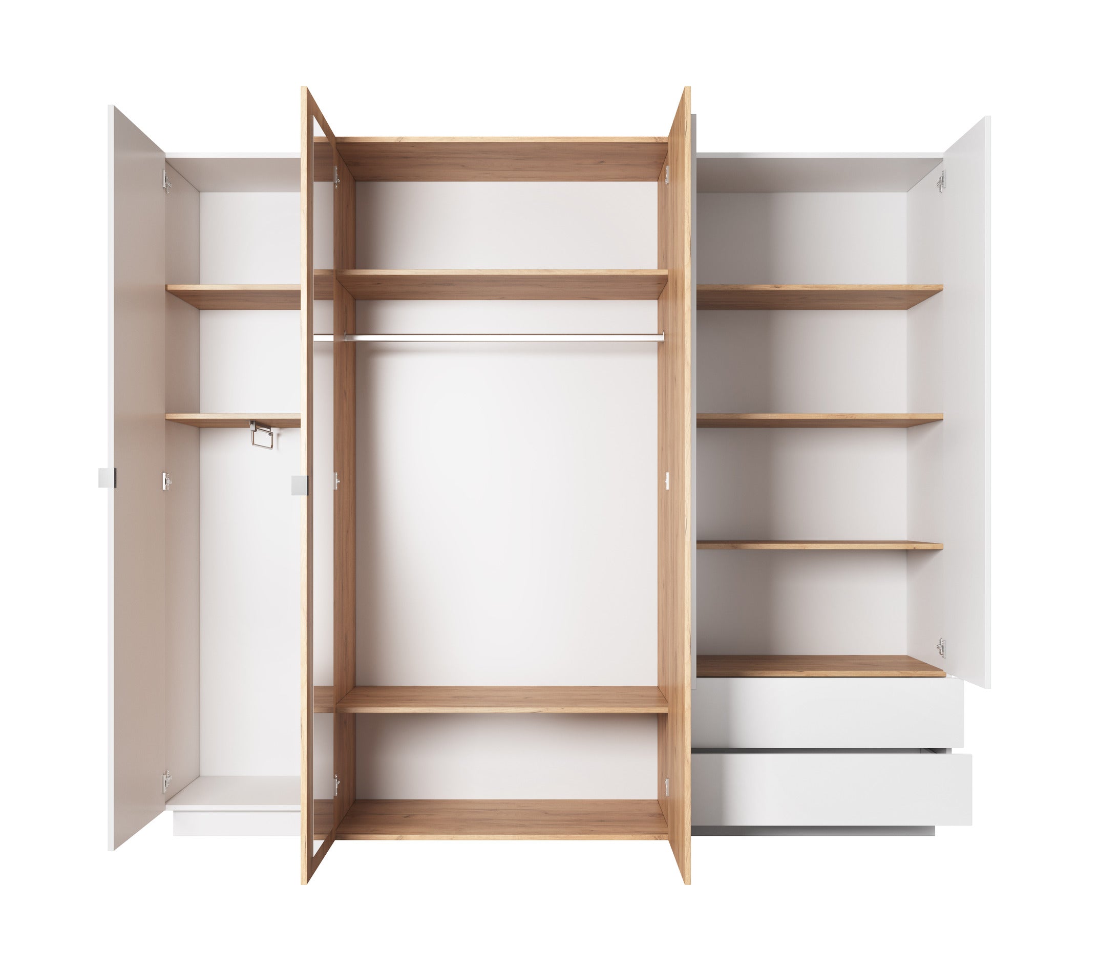 Lask 3D – Wardrobe 230 cm | White & Craft Oak