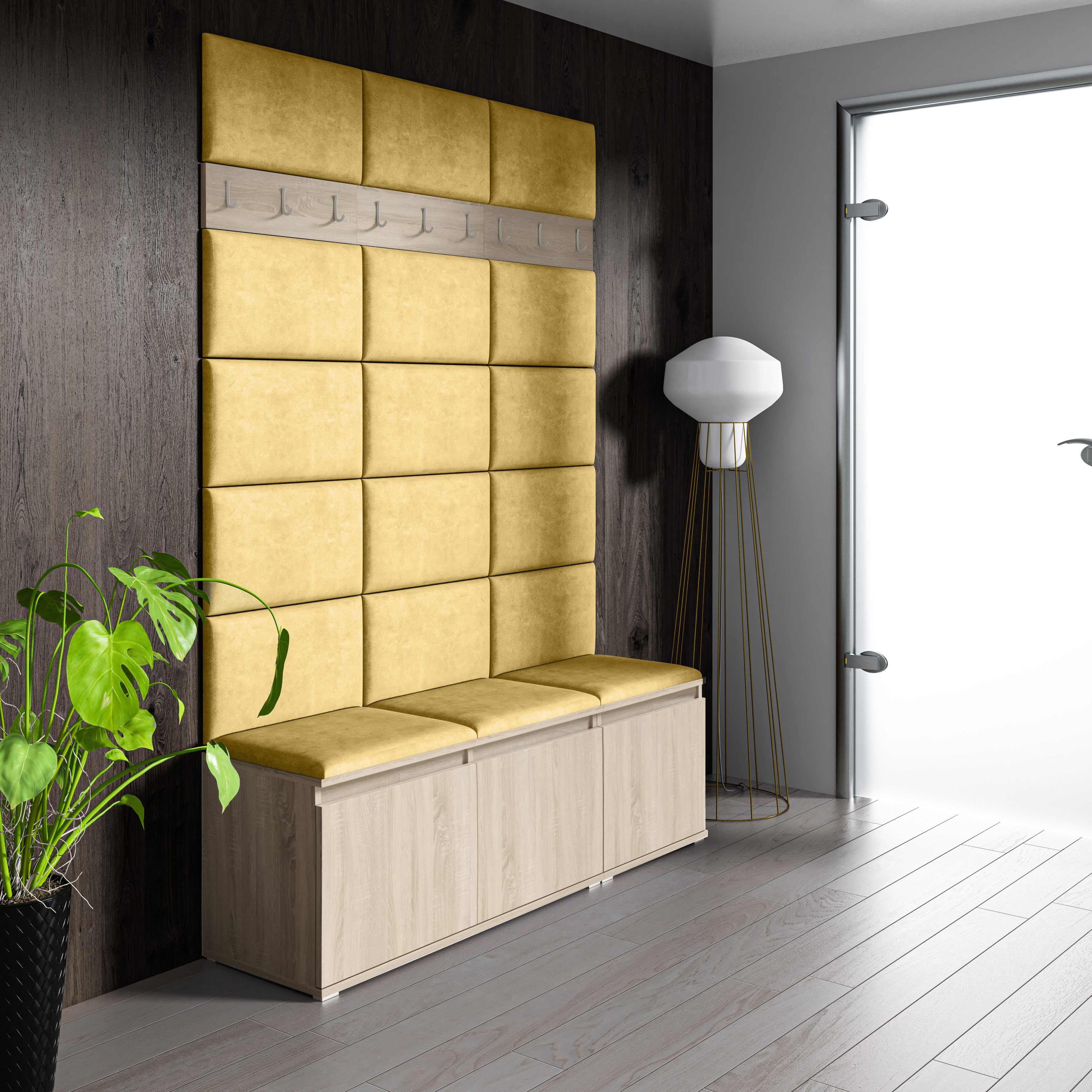 PK Emi 6 Hallway Wardrobe Sonoma - Upholstered Panels in Various Colours