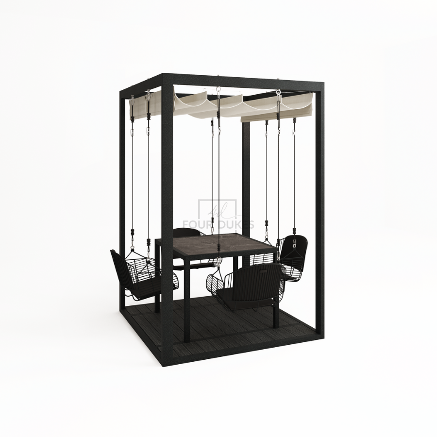 Four Dukes 4-Seater Swing Table Set - Metal Swings