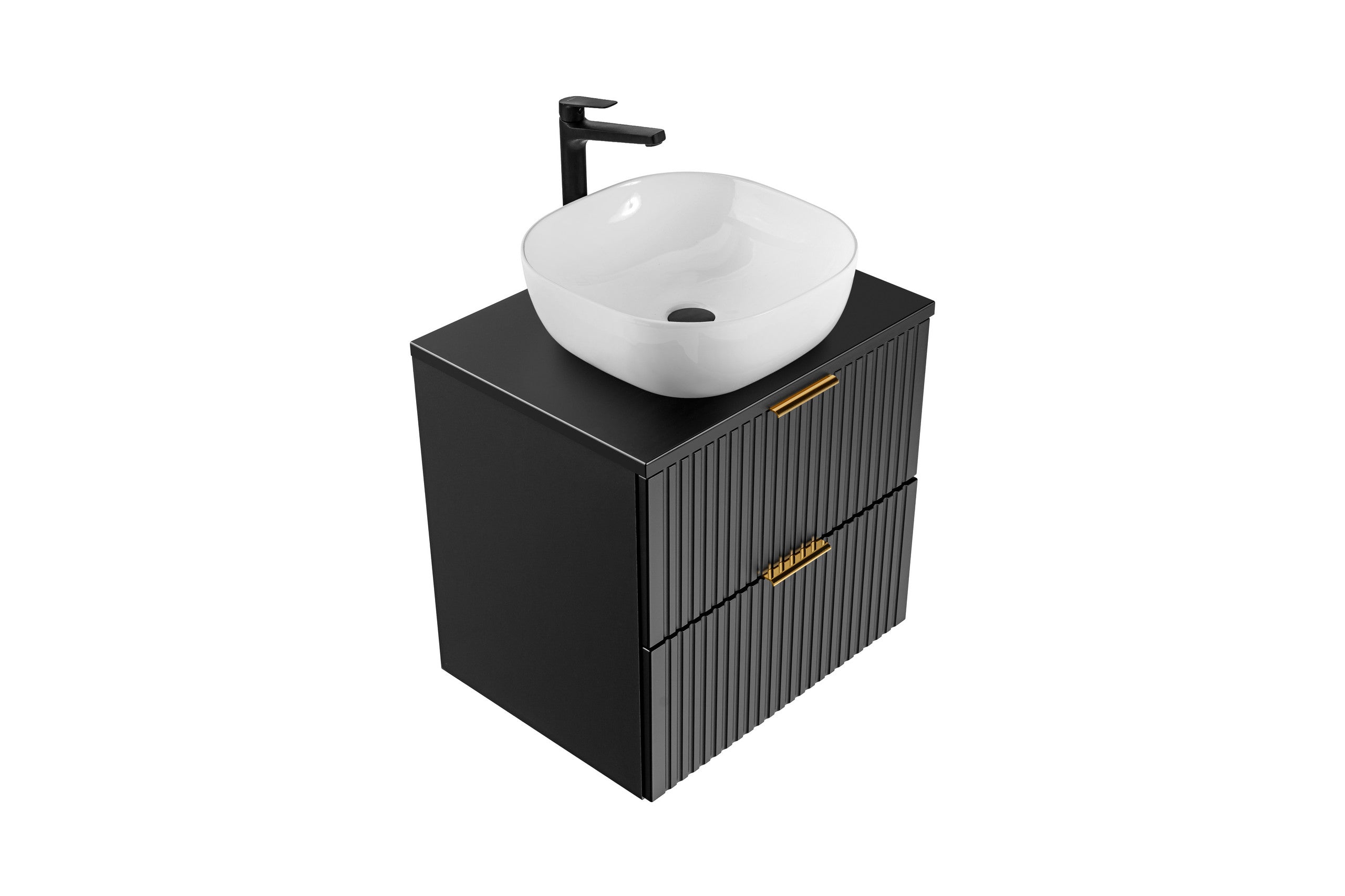 Adel Black Bathroom with High Cabinet Smile 60 cm SET-ADB B
