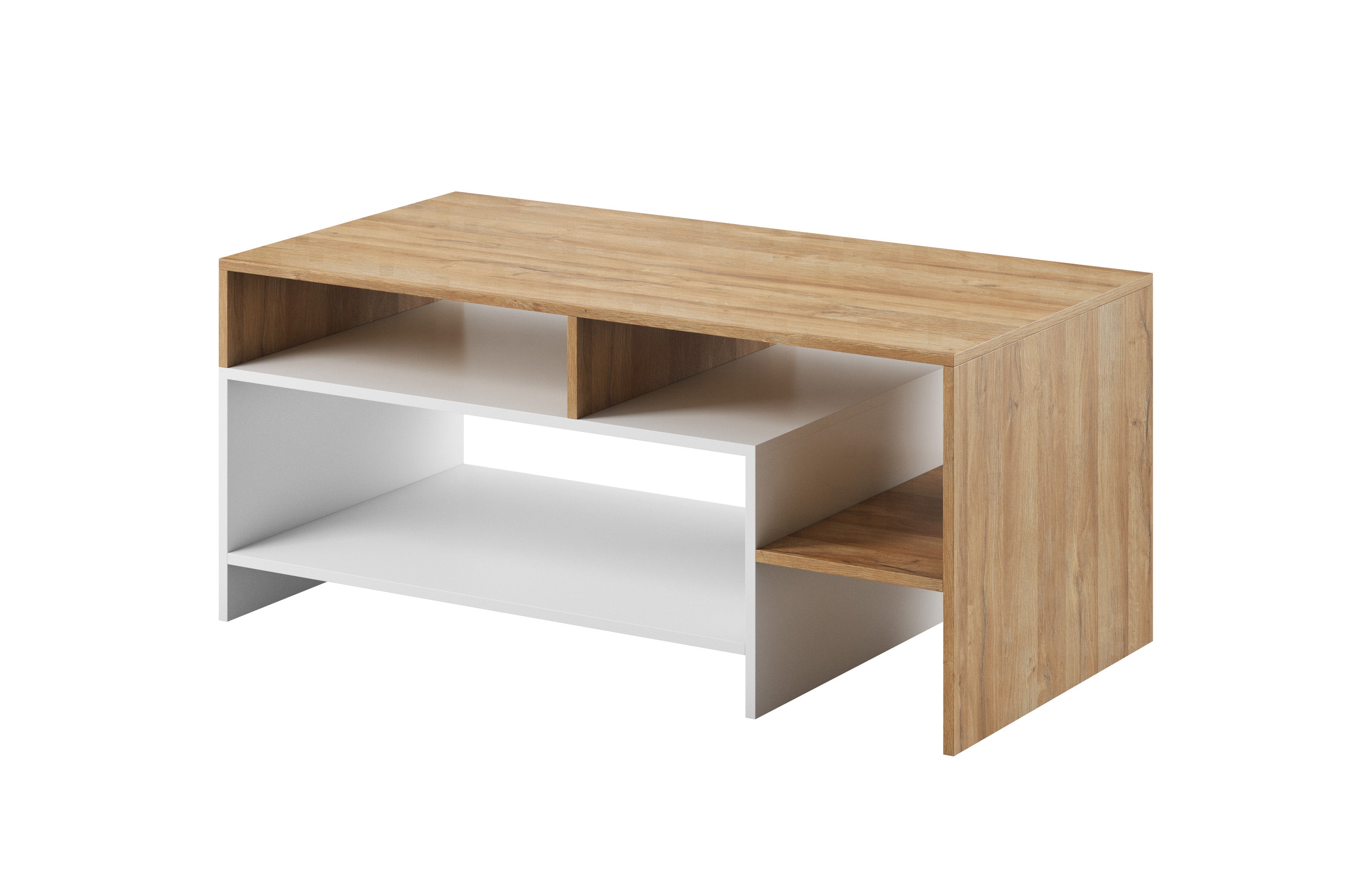 Lask ALVA Coffee Table – 120 x 60 x 53 cm – White & Golden Oak