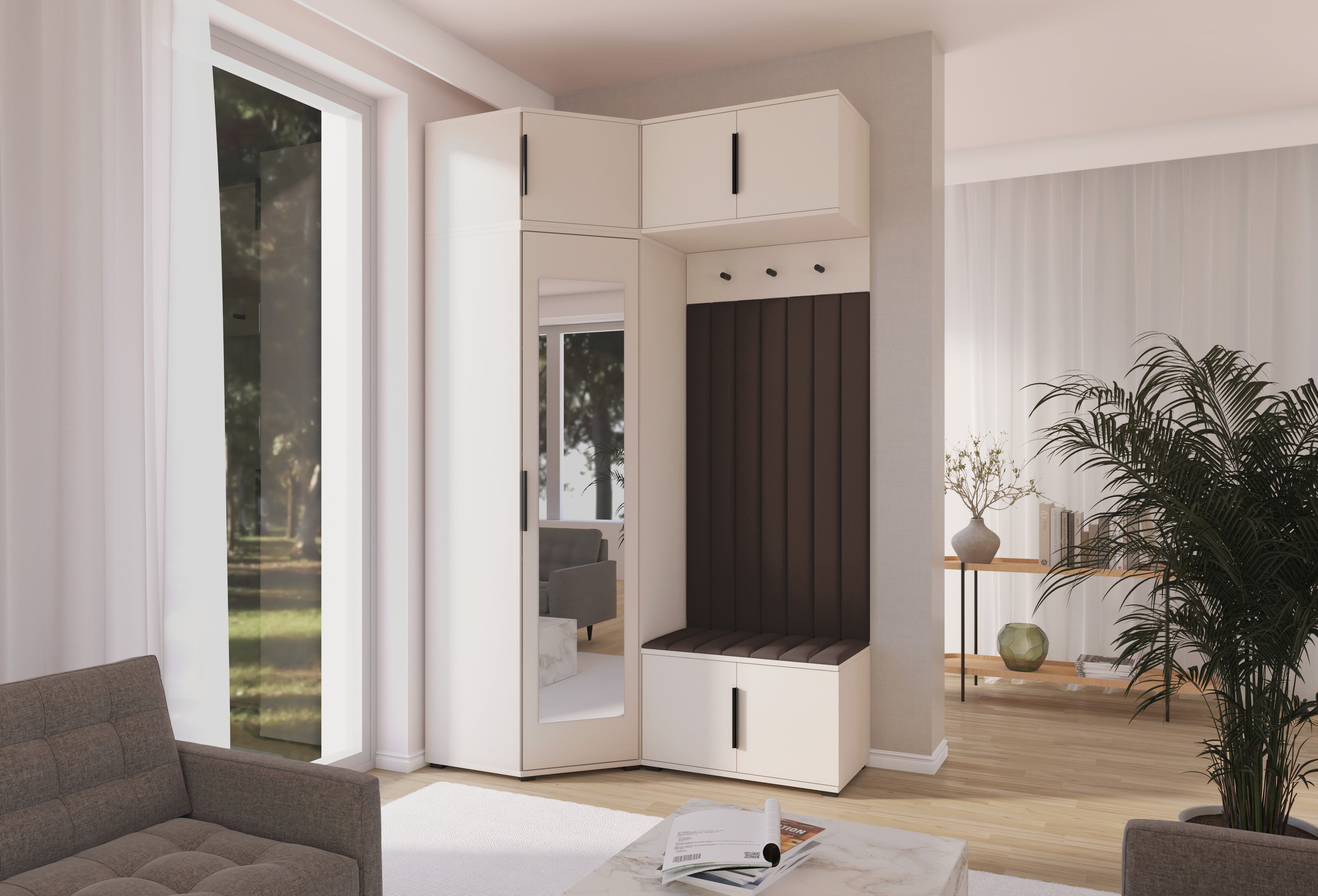 PK Bianco 23 Hallway Wardrobe Set - Upholstered Panels in Various Colours