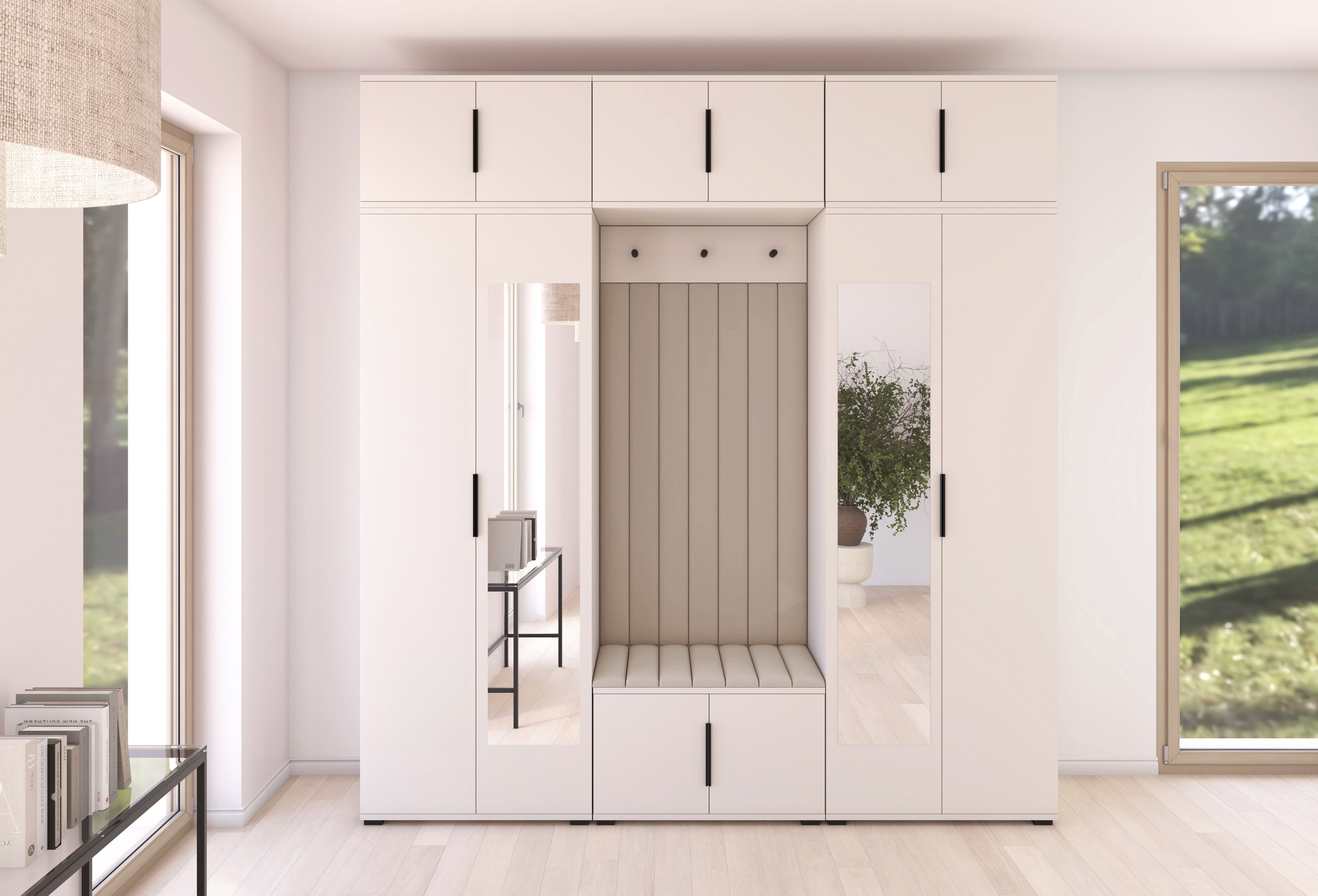 PK Bianco 12 Hallway Wardrobe Set - Upholstered Panels in Various Colours