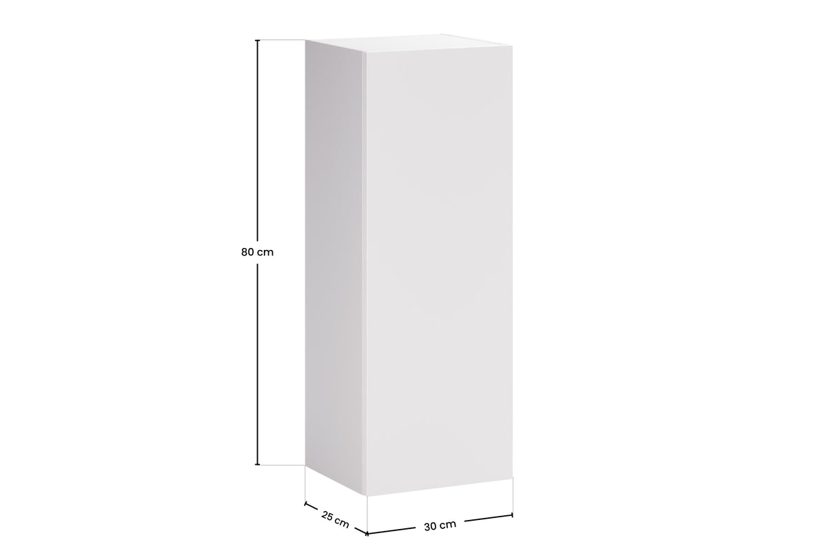 Aster White wall-hung cabinet 1 door 80cm – dimensions: 80×30×25 cm