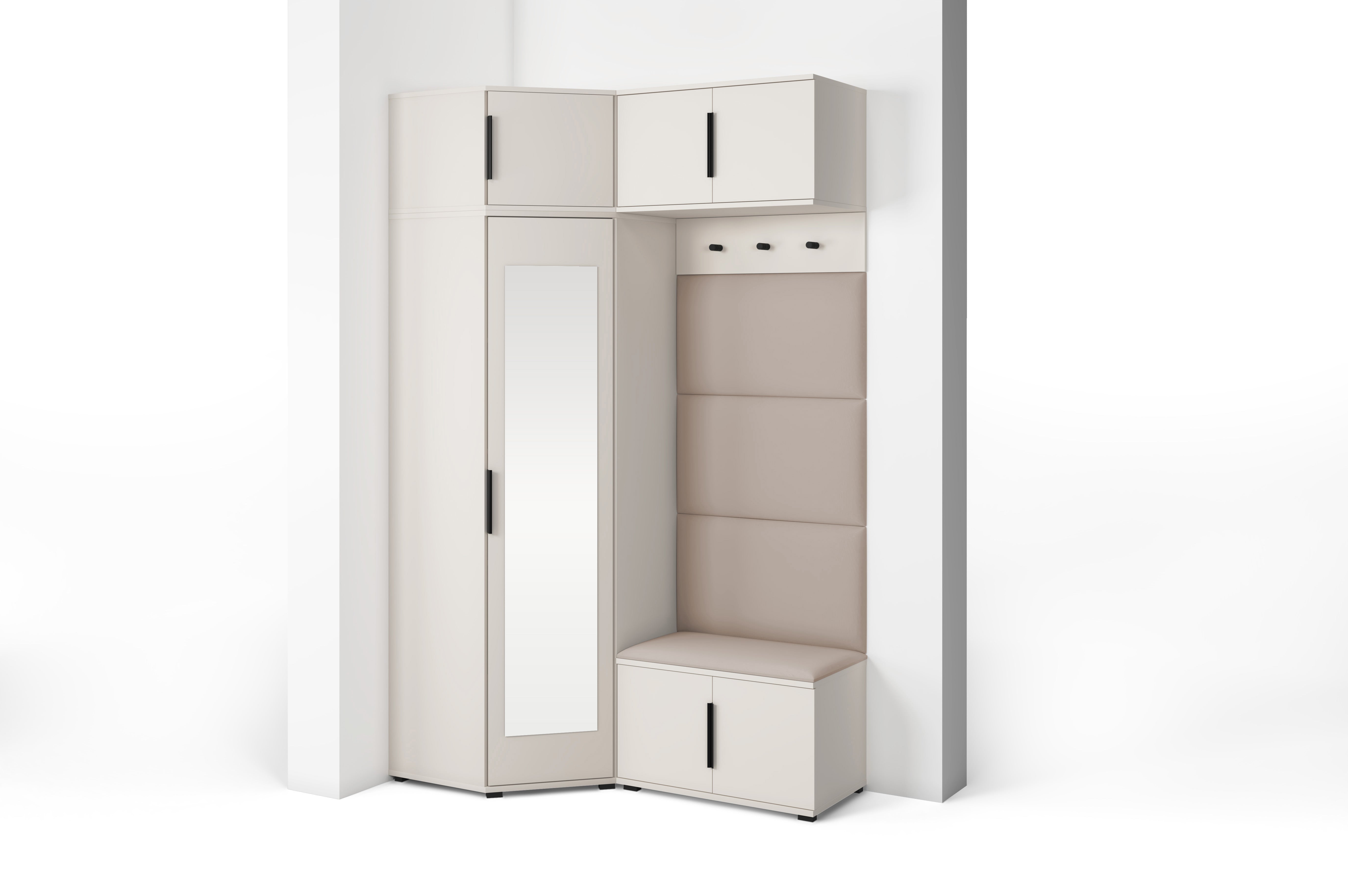 PK Bianco 19 Hallway Wardrobe Set - Upholstered Panels in Various Colours