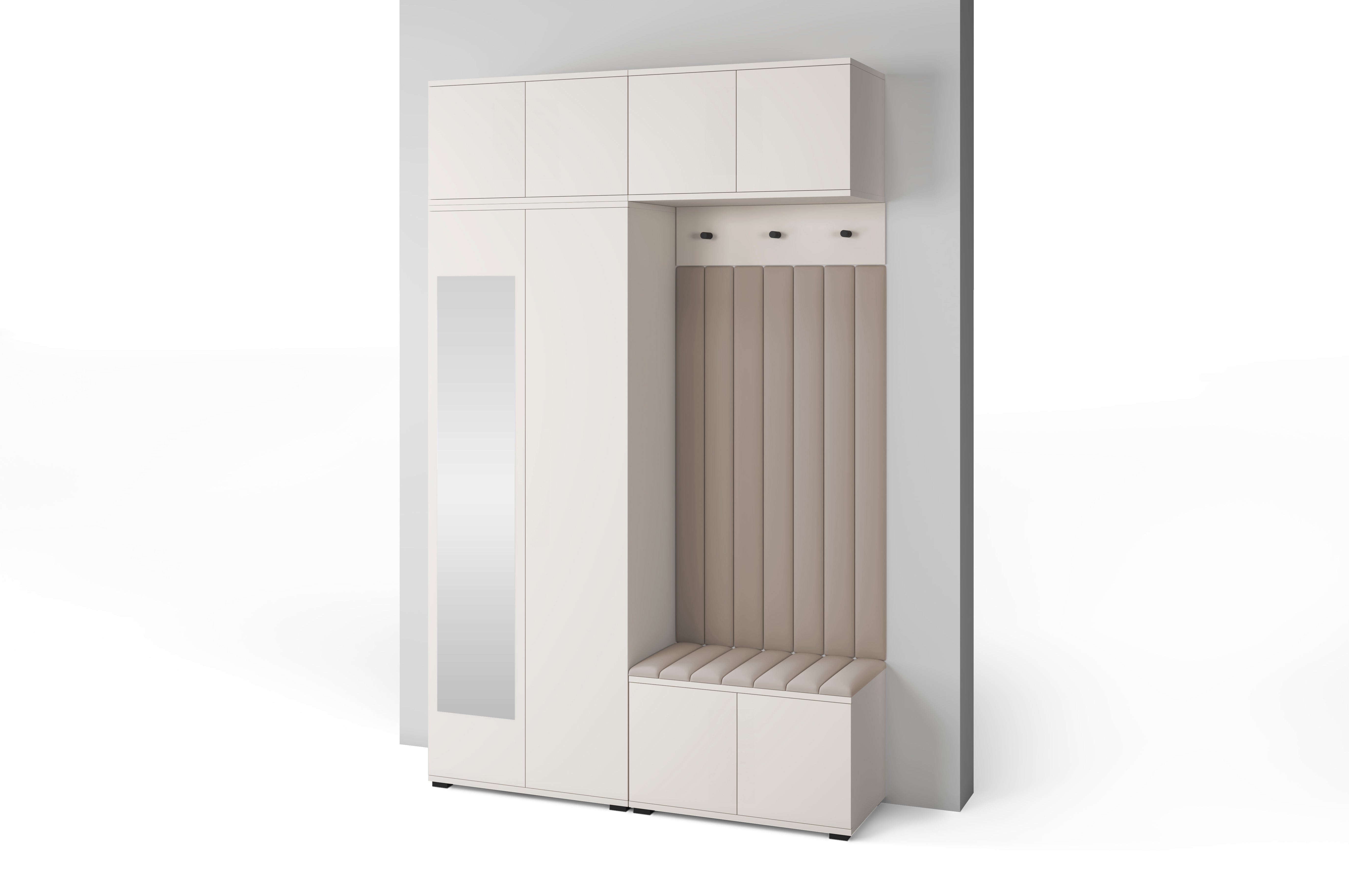 PK Bianco 11 Hallway Wardrobe Set - Upholstered Panels in Various Colours