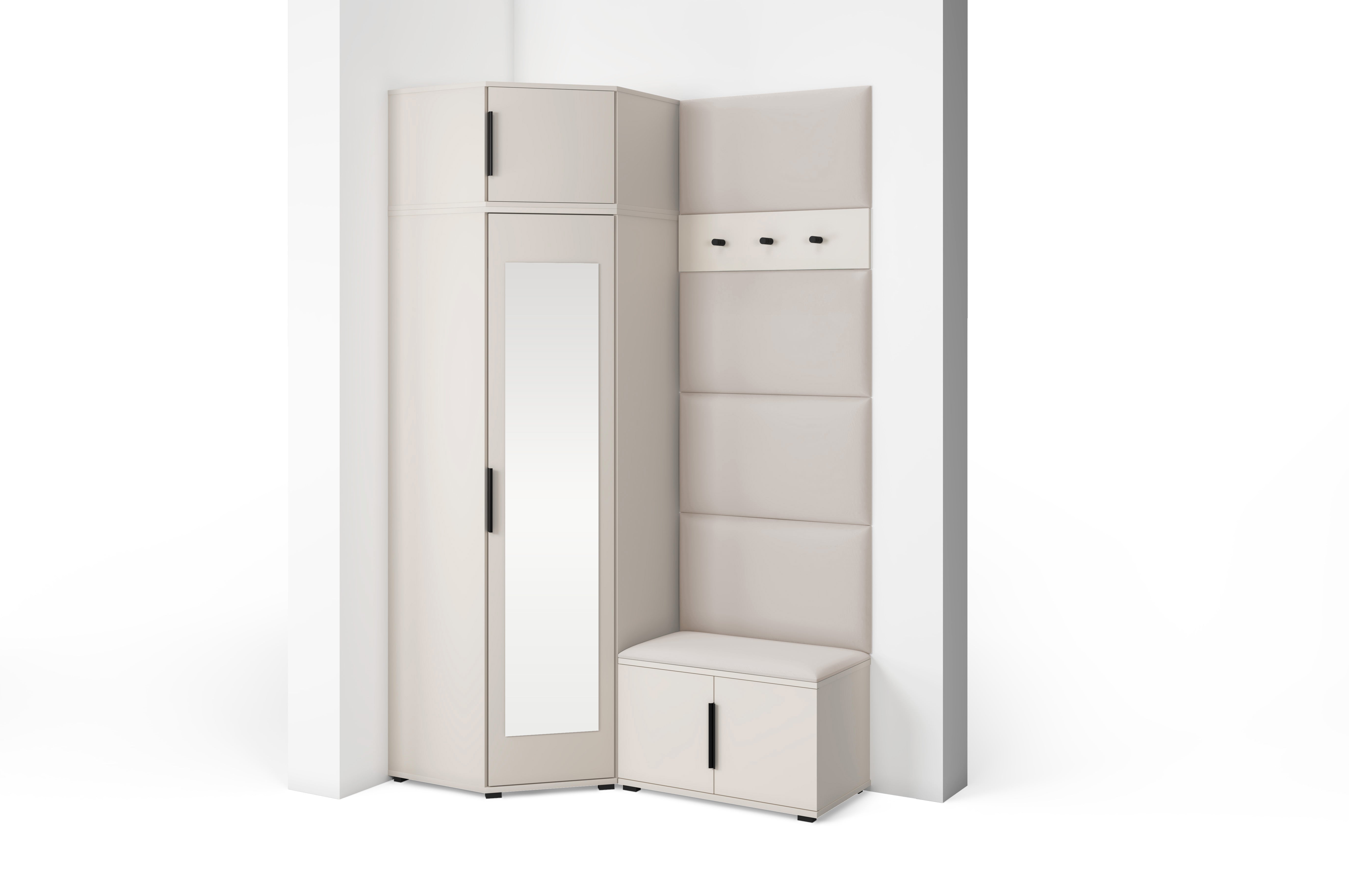 PK Bianco 18 Hallway Wardrobe Set - Upholstered Panels in Various Colours