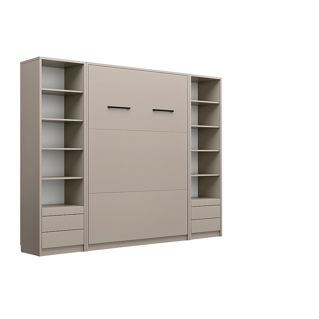 Customizable Genius Murphy Bed Furniture Set 120 x 200 cm Congo, LED Lighting