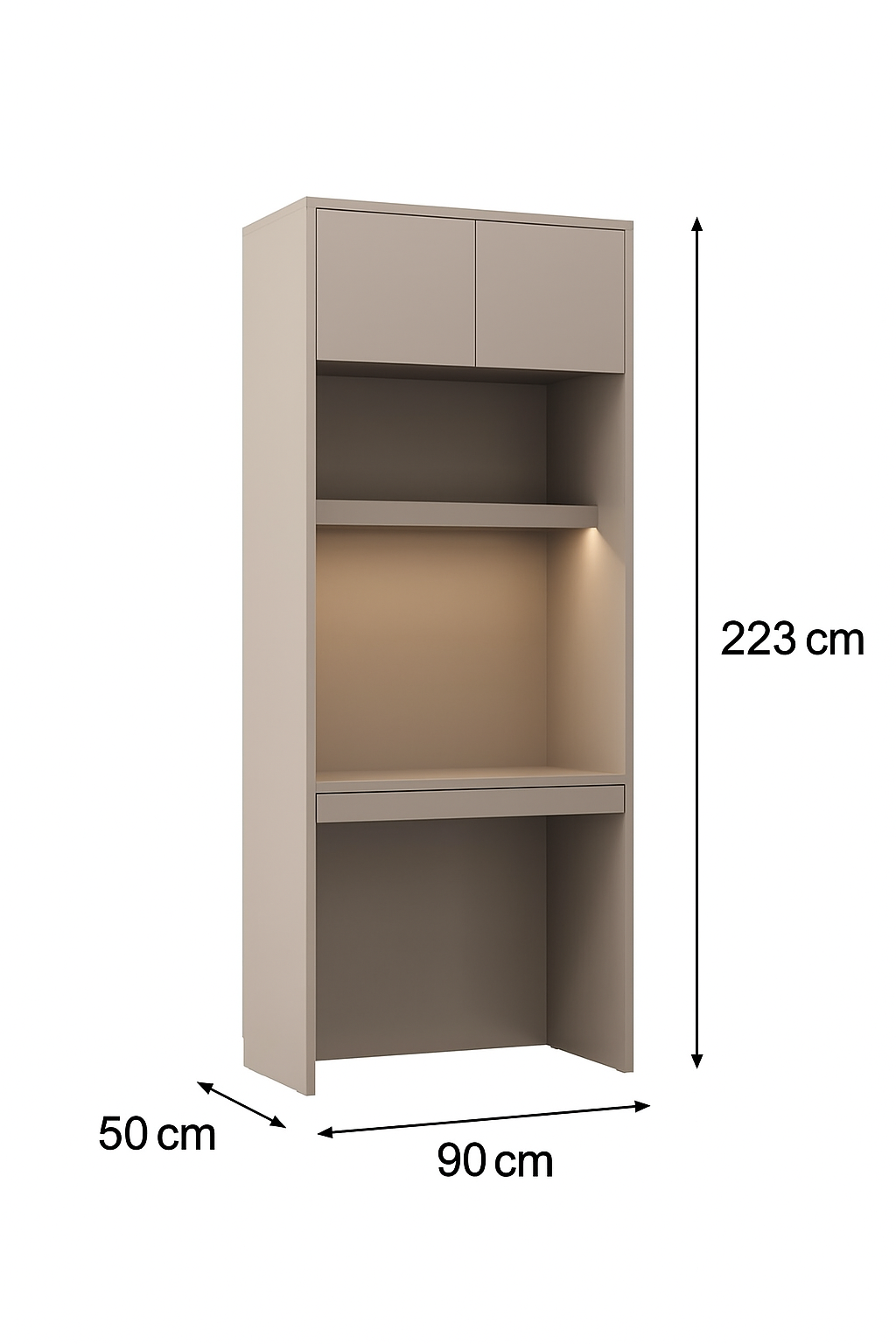 Genius Vertical Murphy Bed with Desk & Wardrobes – for 140x200 cm Mattress, LED Lighting