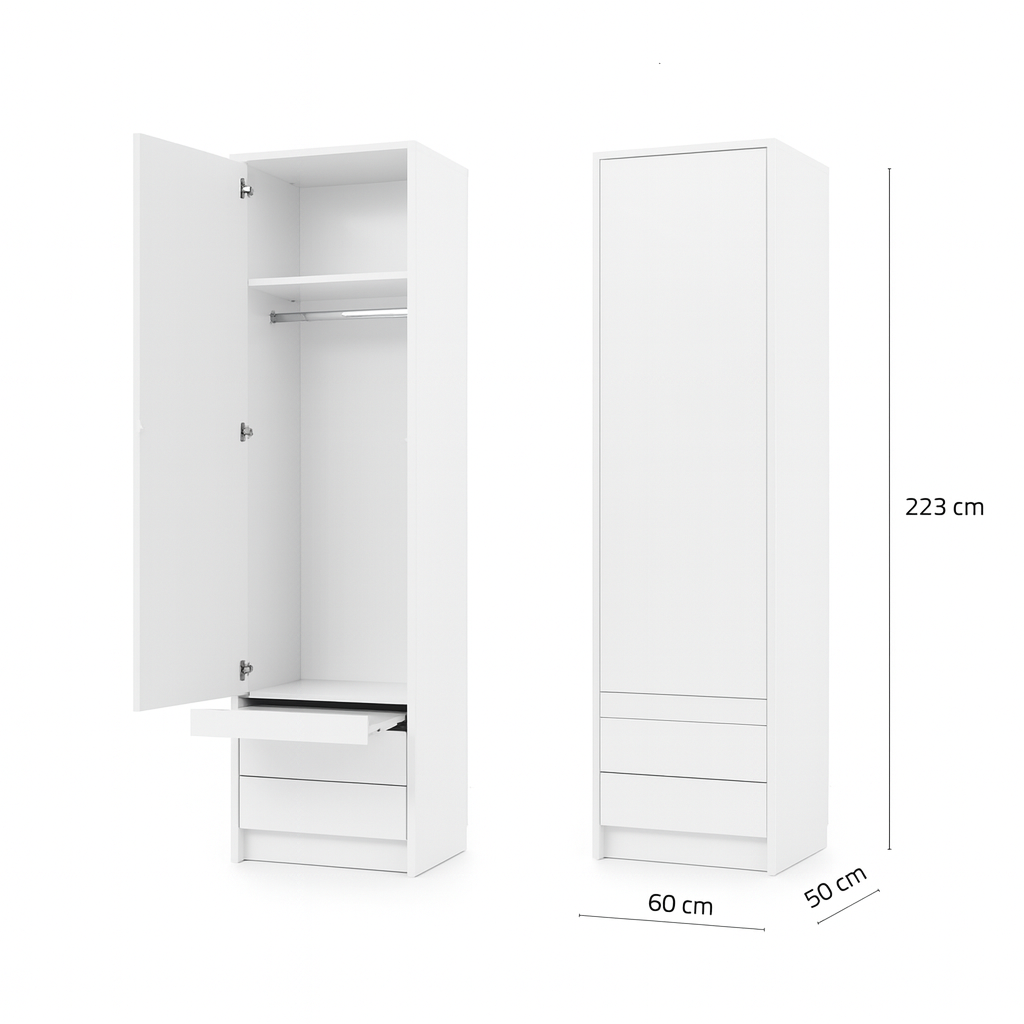 Genius Murphy Bed with Desk & Wardrobes 140 × 200 cm for Mattress