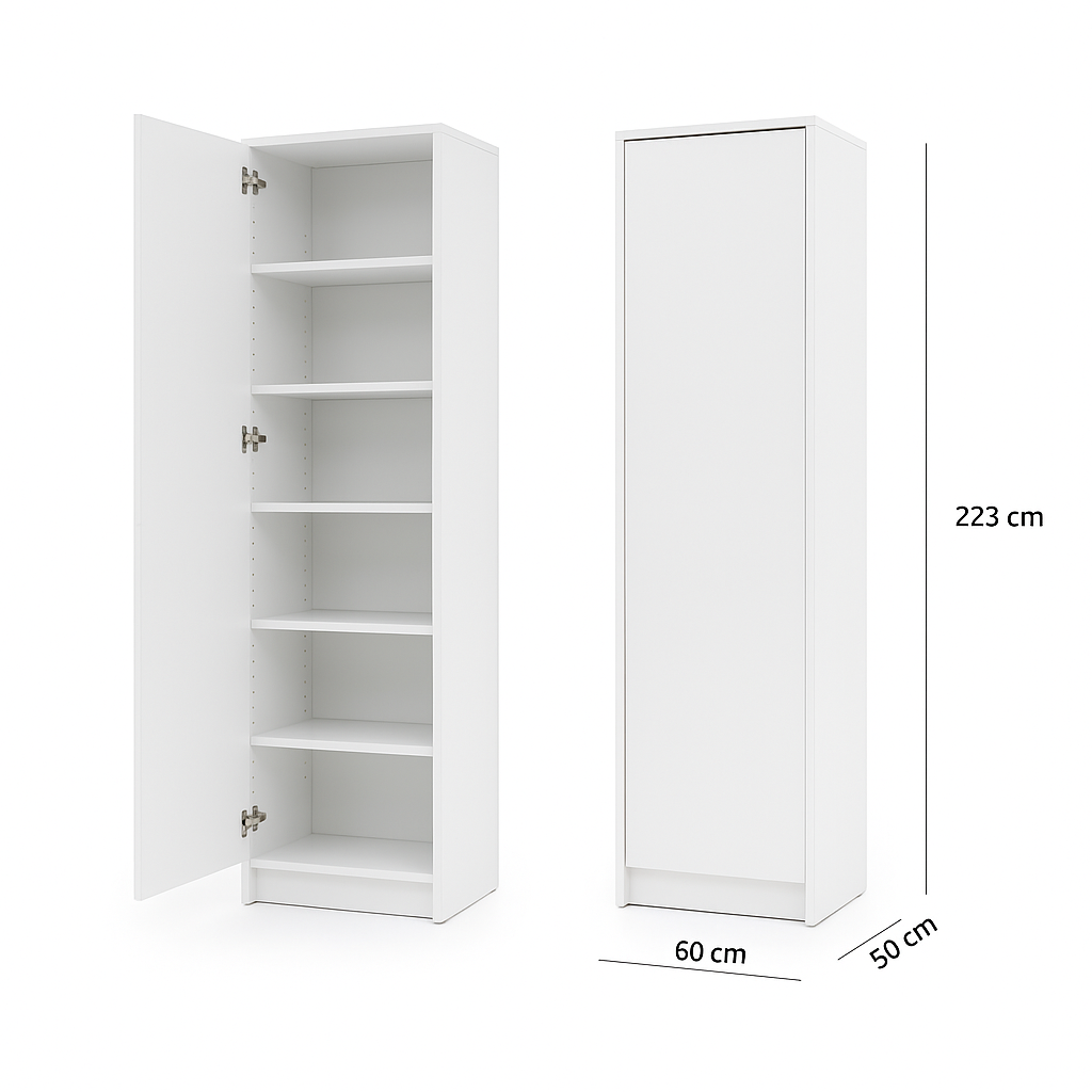 Customizable Genius Murphy Bed Furniture Set 160 x 200 cm White Gloss, LED Lighting