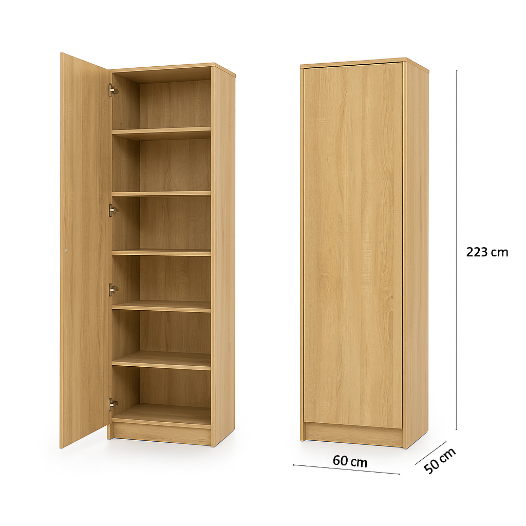 Genius Vertical Murphy Bed with Desk & Wardrobes – for 140x200 cm Mattress, LED Lighting