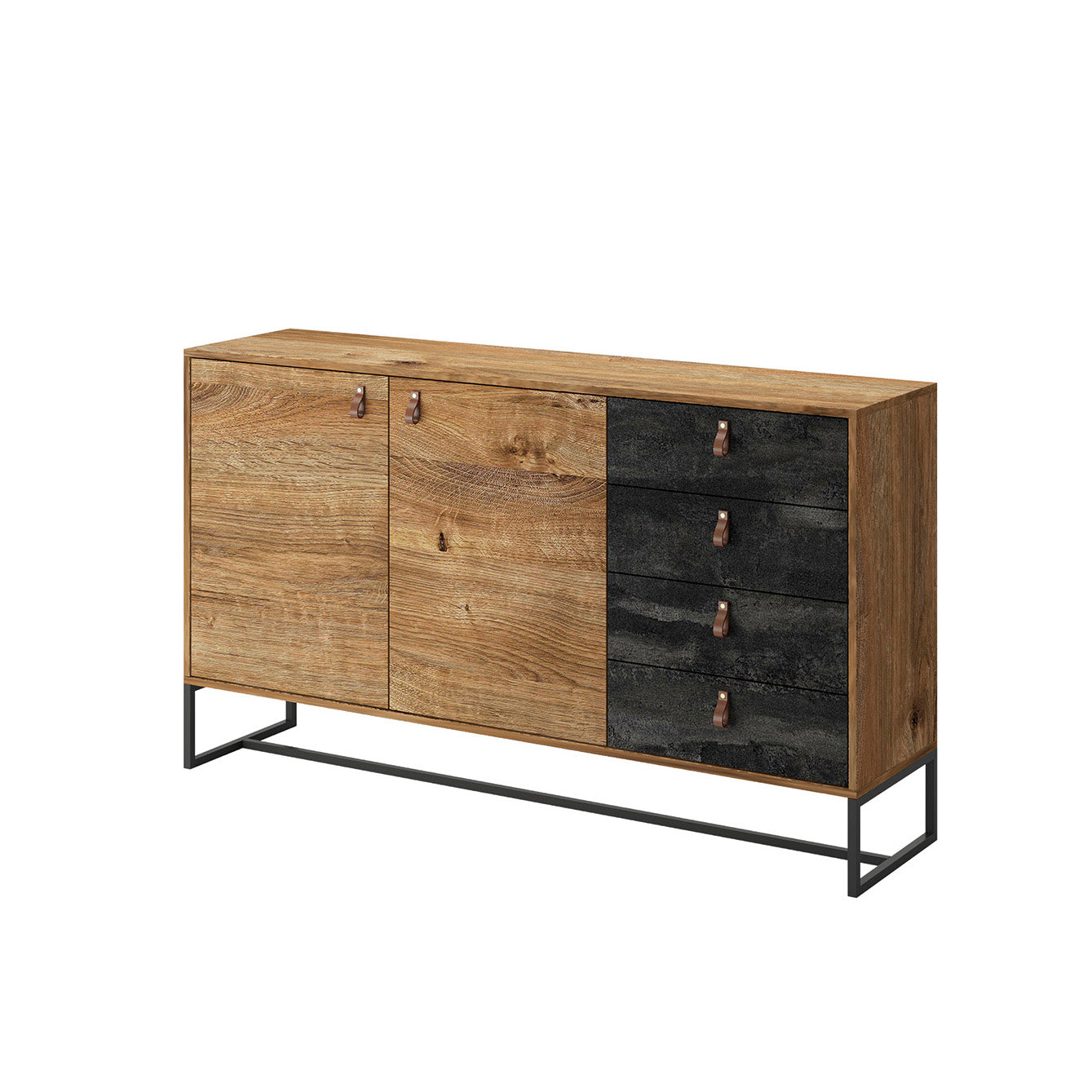 Dark Dresser 153 - Cabinet with Two Doors and Three Drawers