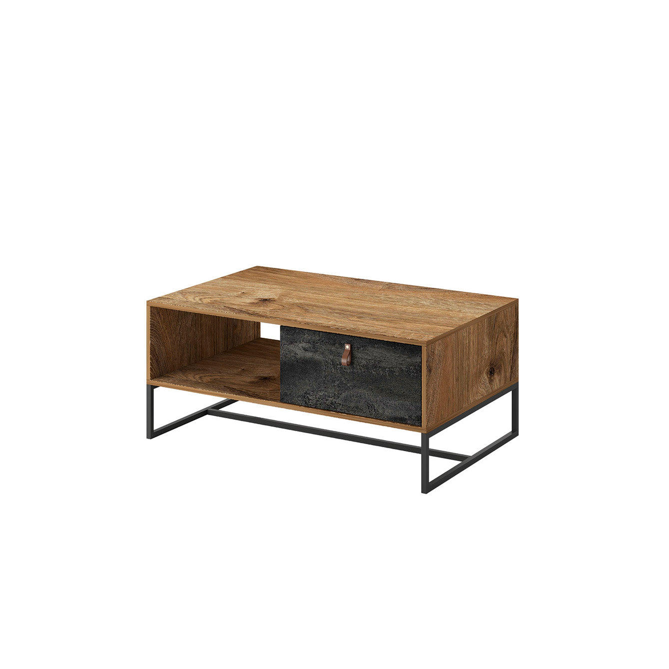 Dark Coffee Table - Modern Table with Single Drawer