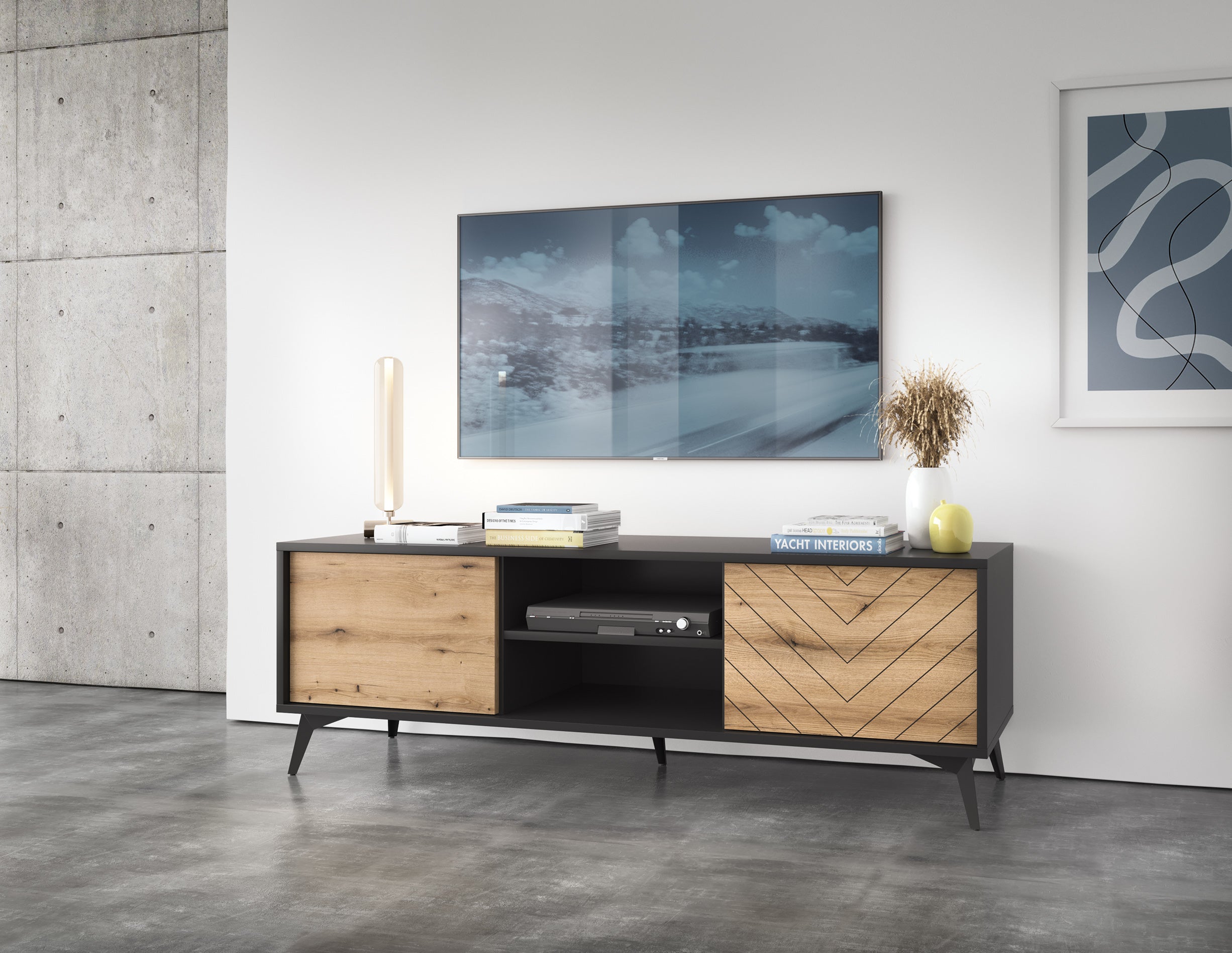 Diamond TV Stand - Modern Loft Style and Functionality Combined in One TV Cabinet
