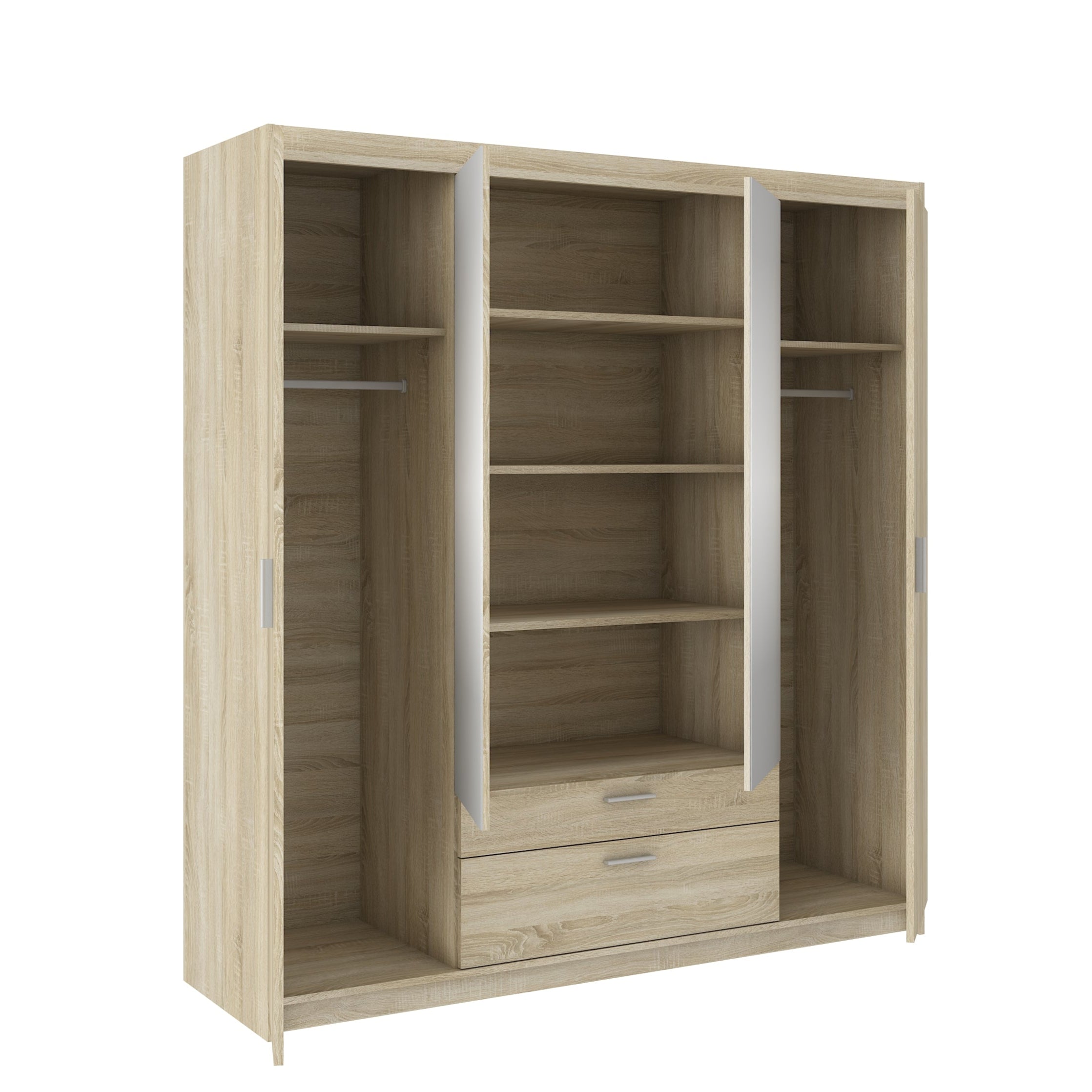 LE Elena 4D DL04 Mirrored Wardrobe in Sonoma Oak