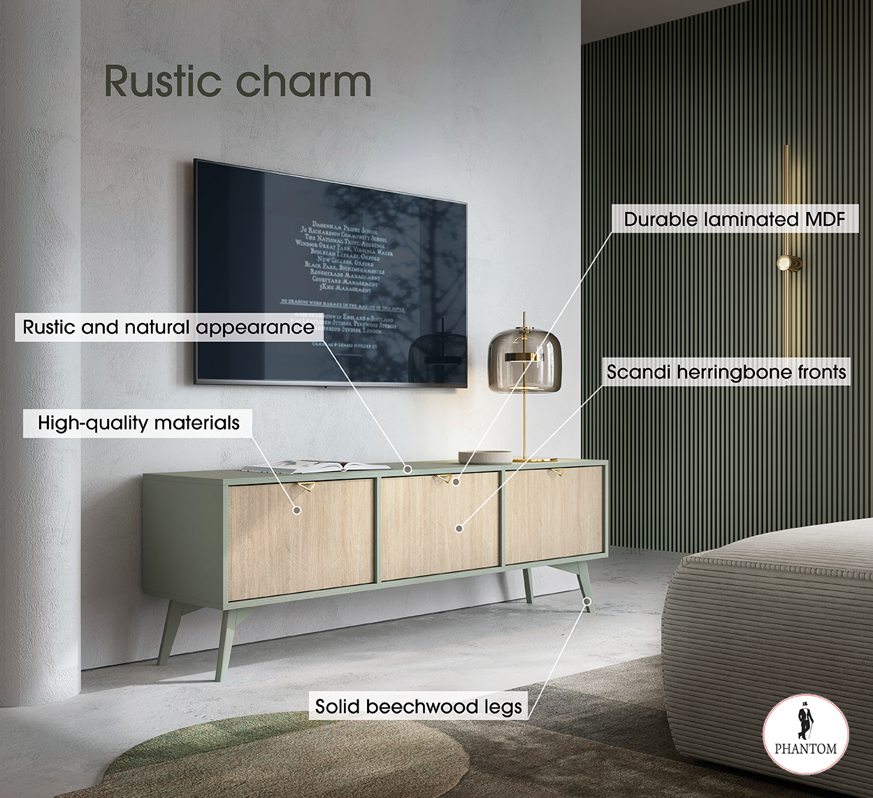 Forest TV Stand - Rustic Charm Sand Beige