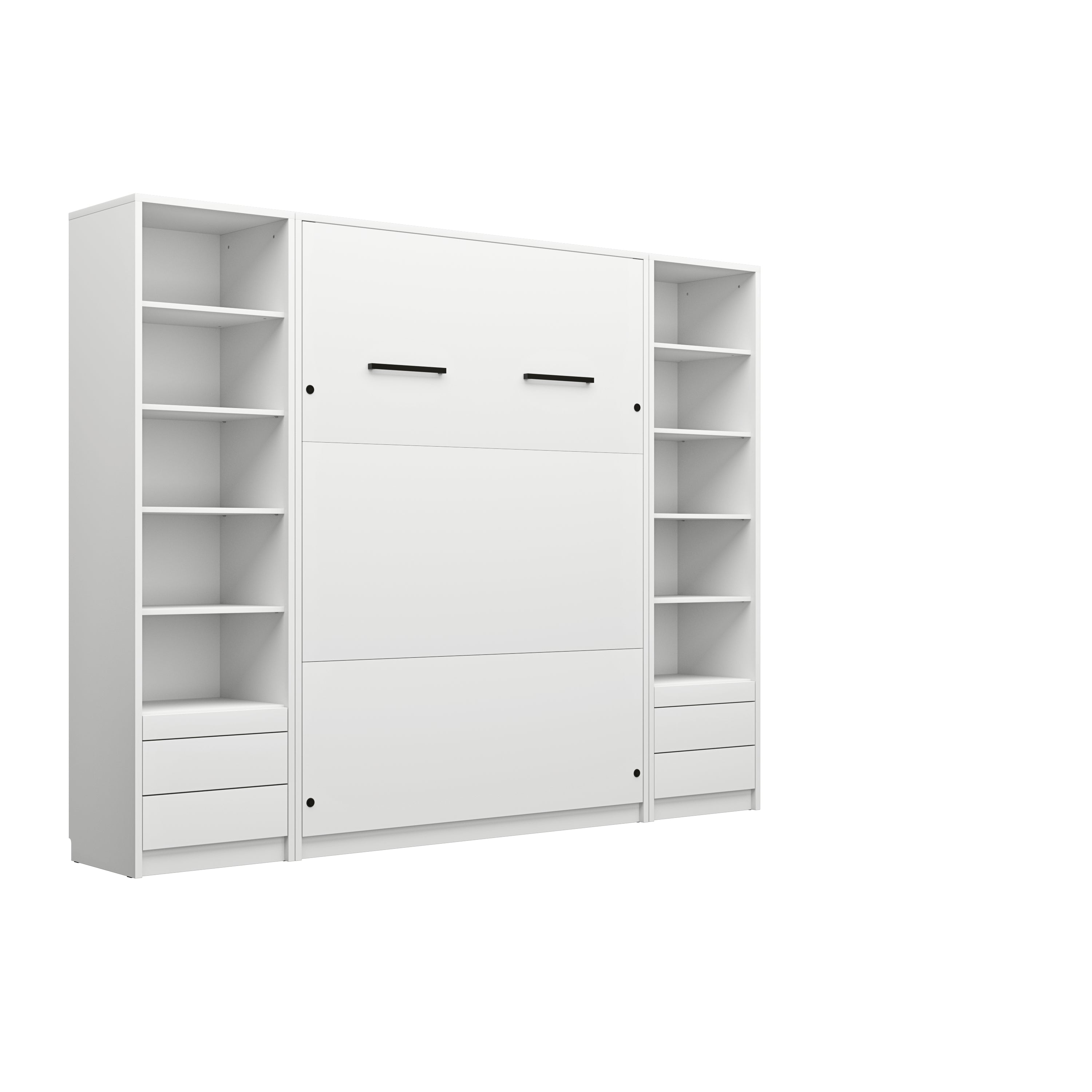 Genius Vertical Murphy Bed with Desk & Wardrobes – for 140x200 cm Mattress, LED Lighting