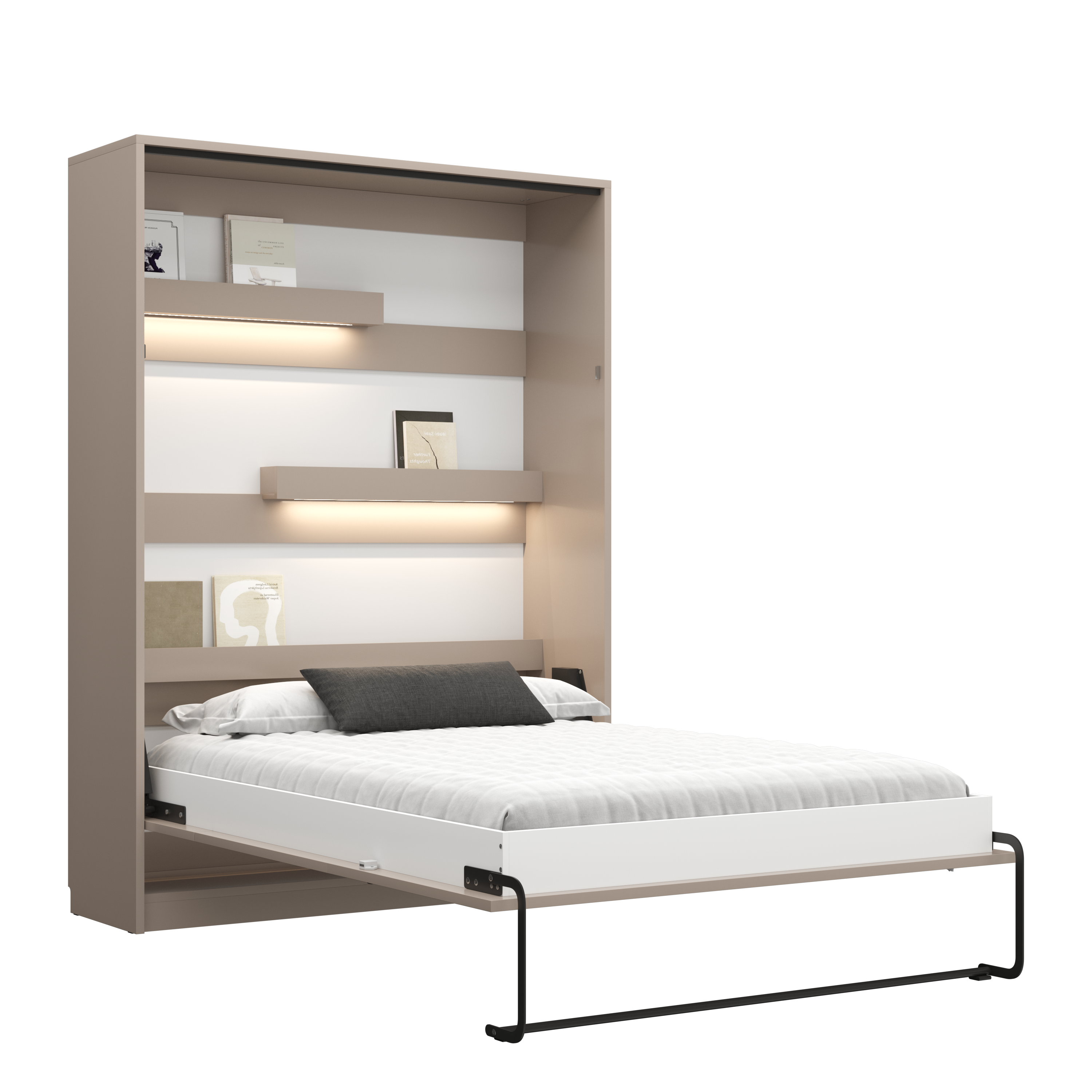Customizable Genius Murphy Bed Furniture Set 160 x 200 cm Congo, LED Lighting