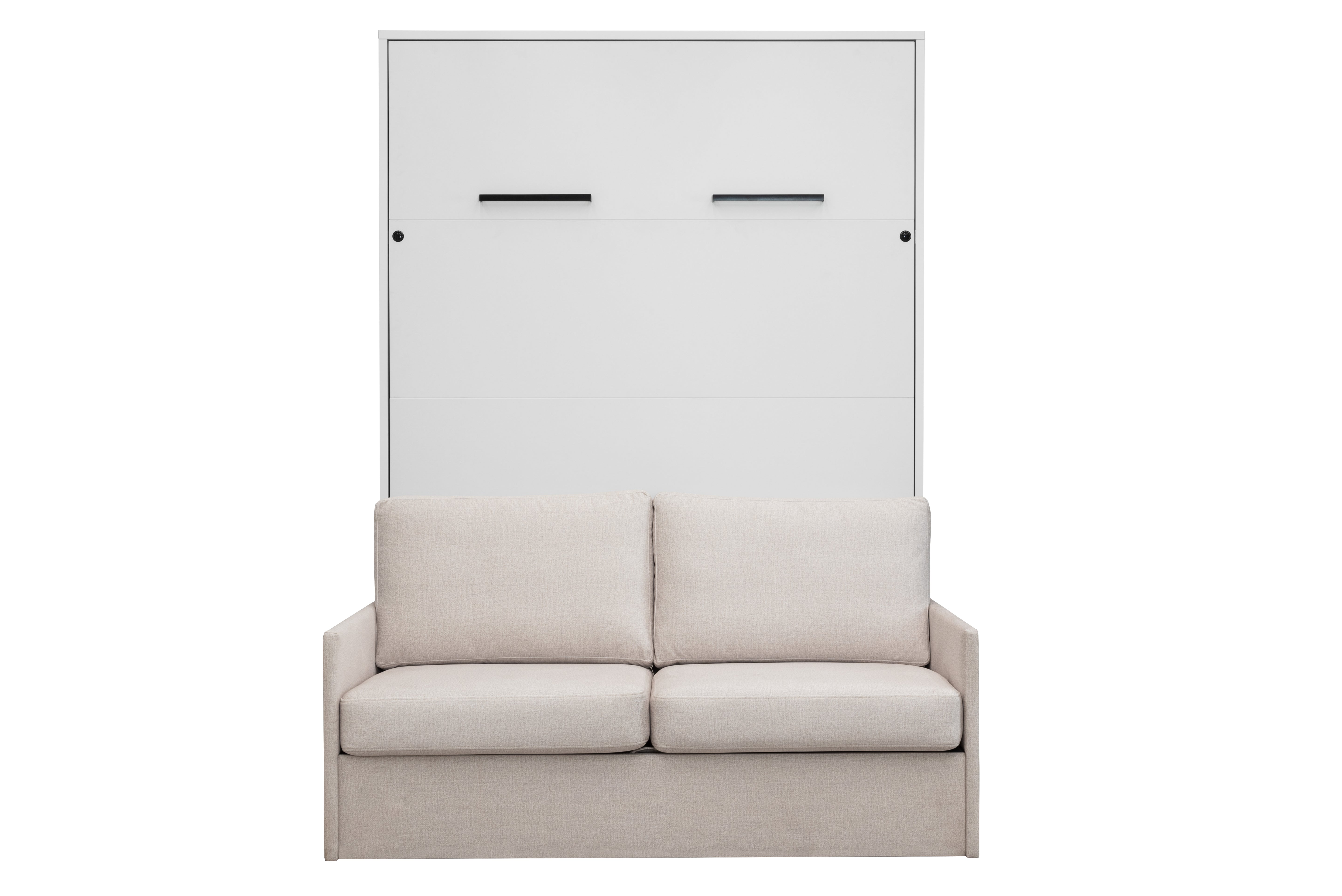 Genius Murphy Bed with Sofa White Gloss 140 x 200 cm, LED Lighting