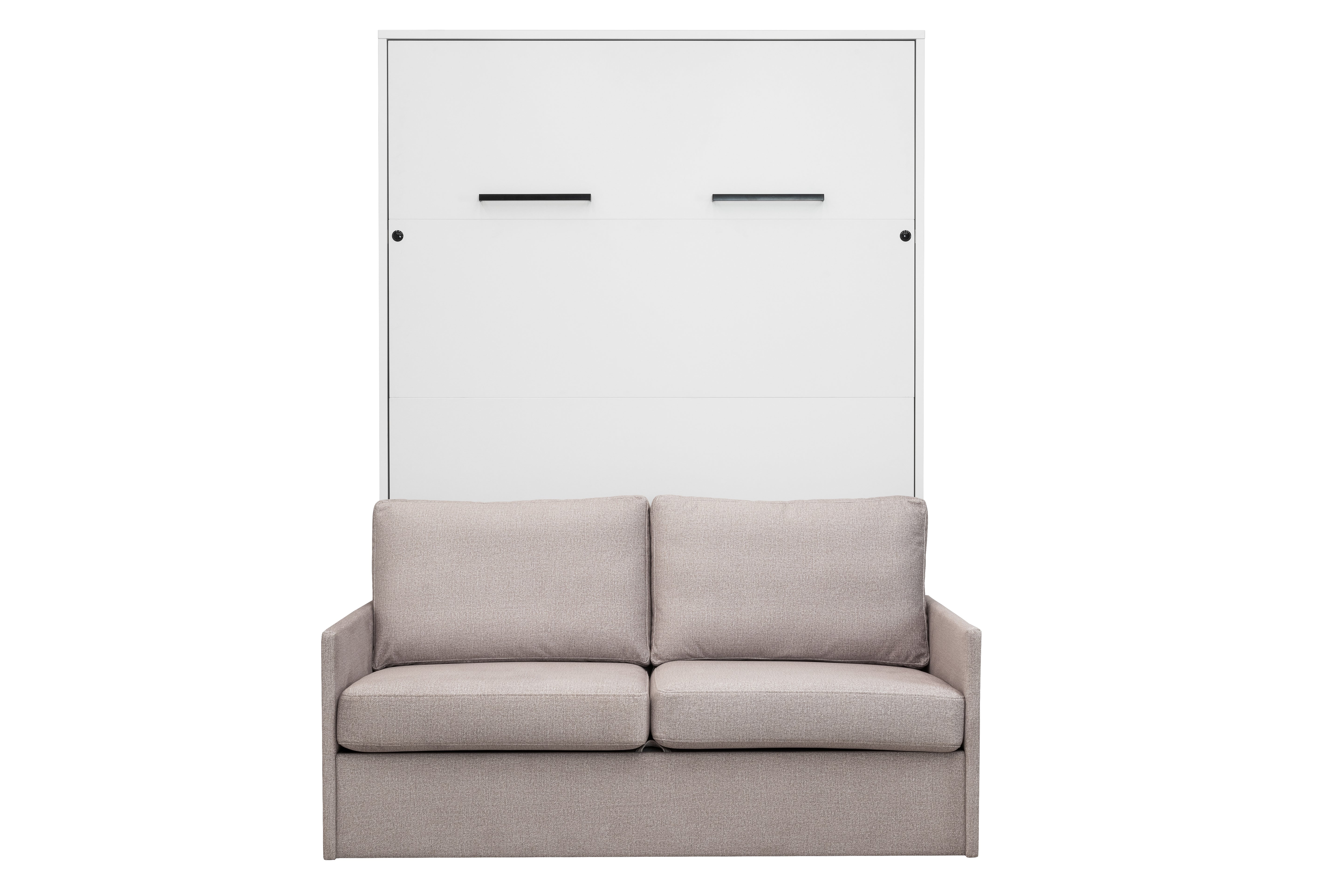 Genius Murphy Bed with Sofa White Gloss 140 x 200 cm, LED Lighting
