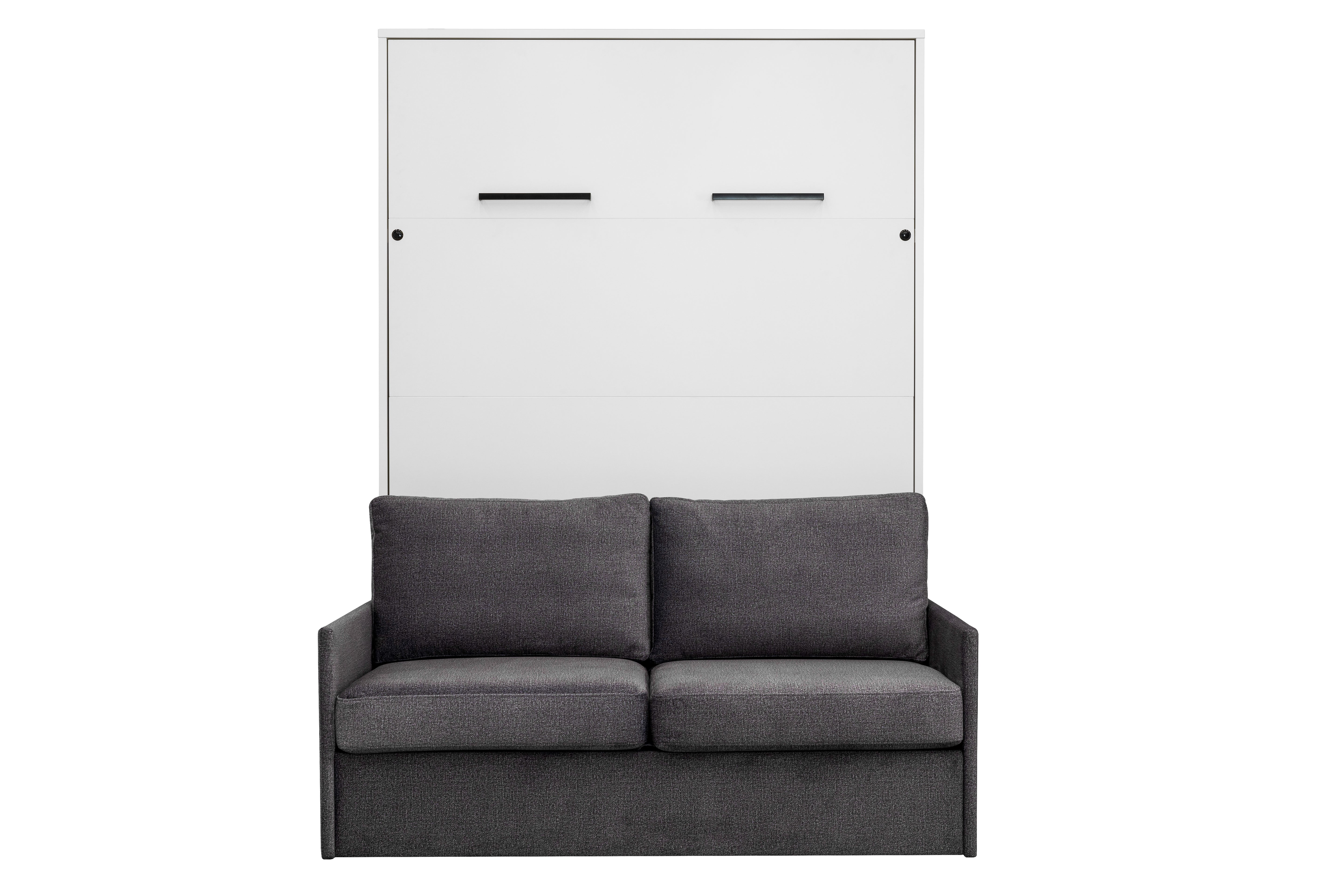 Genius Murphy Bed with Sofa White Gloss 140 x 200 cm, LED Lighting