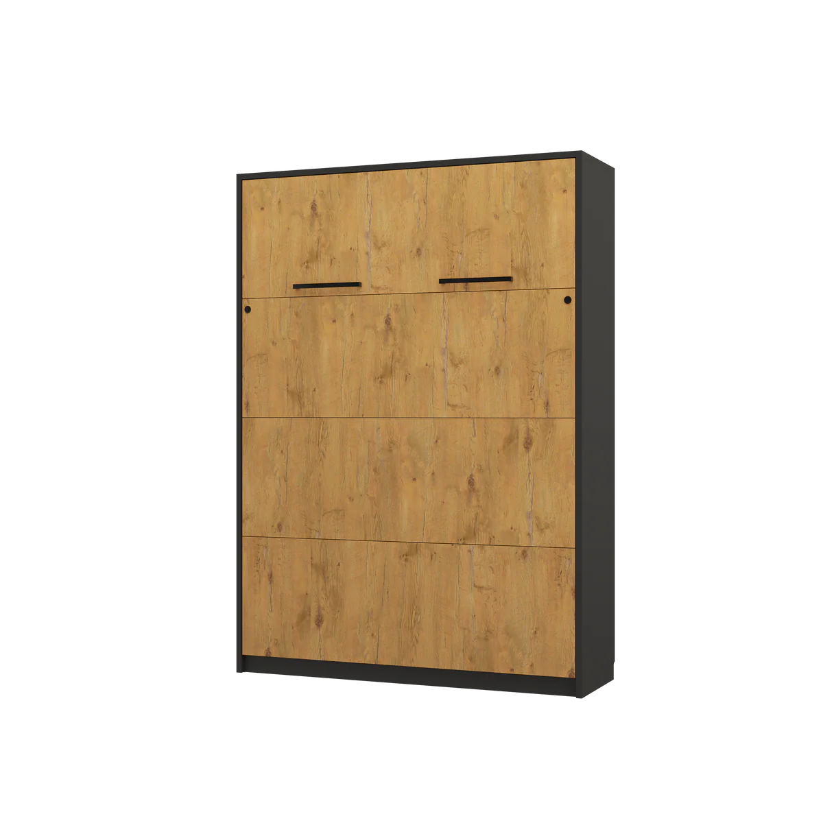 Customizable Genius Murphy Bed with Sofa Set 140 x 200 cm Black Lancelot Oak, LED Lighting