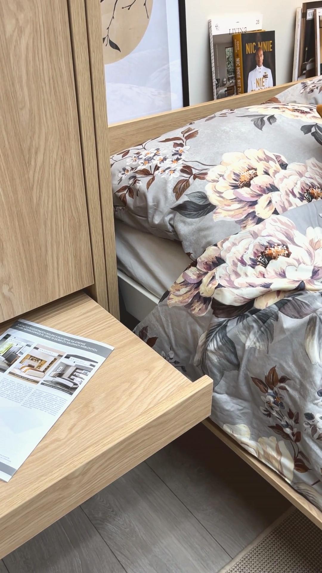 Customizable Genius Murphy Bed Furniture Set 160 x 200 cm Olied Oak, LED Lighting