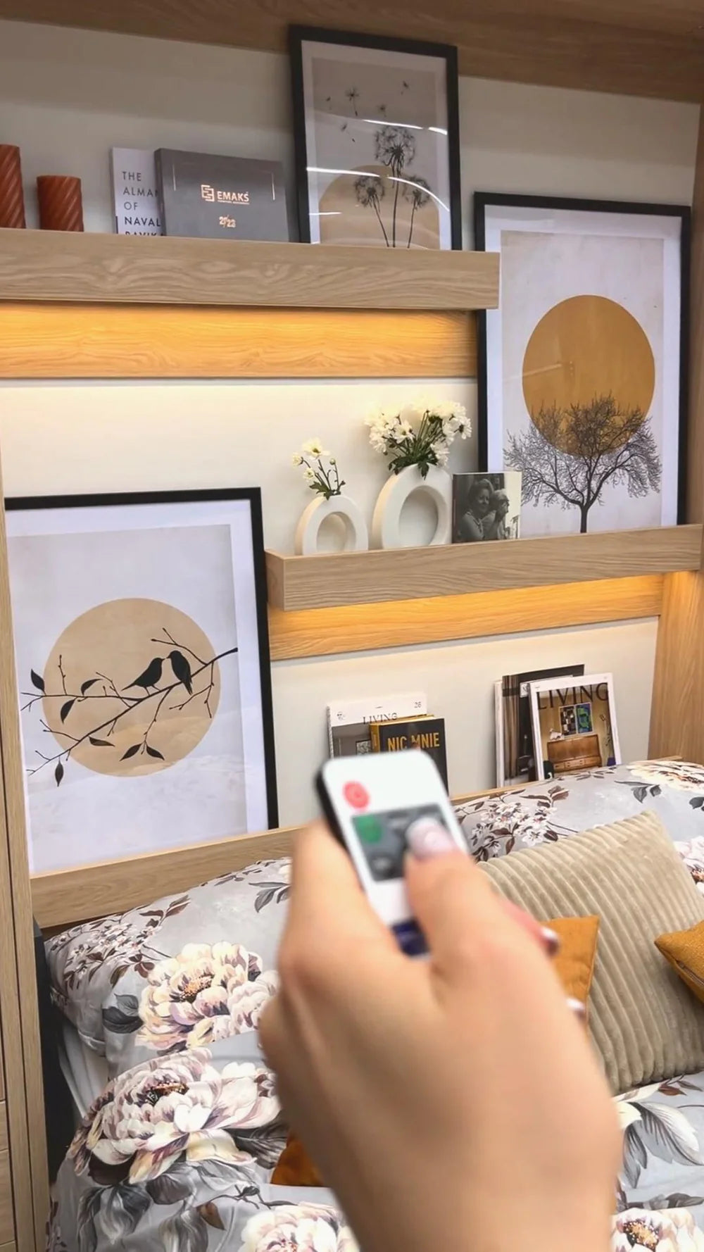 Genius Murphy Bed with Desk & Wardrobes 140 × 200 cm for Mattress