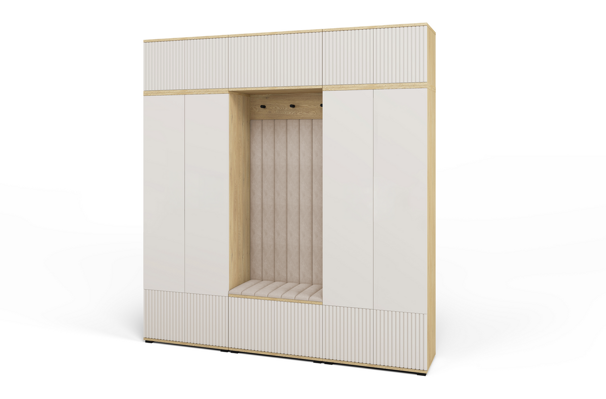 Bello Hallway Wardrobe Set 3 – Choose Leg Height, Mirror & Panel Colour | Cashmere & Cremona Oak