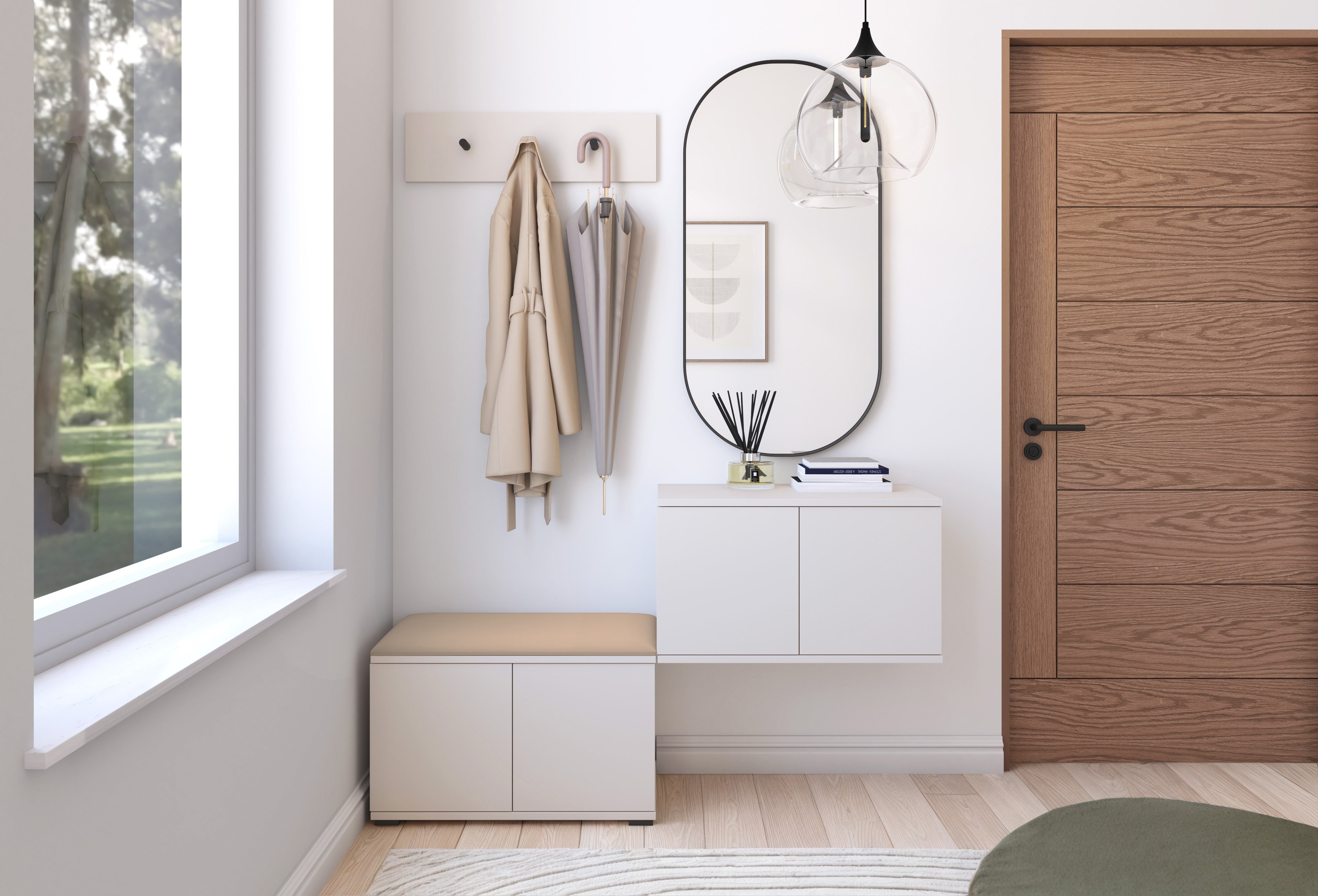 PK Bianco 7 Hallway Wardrobe Set - Beige